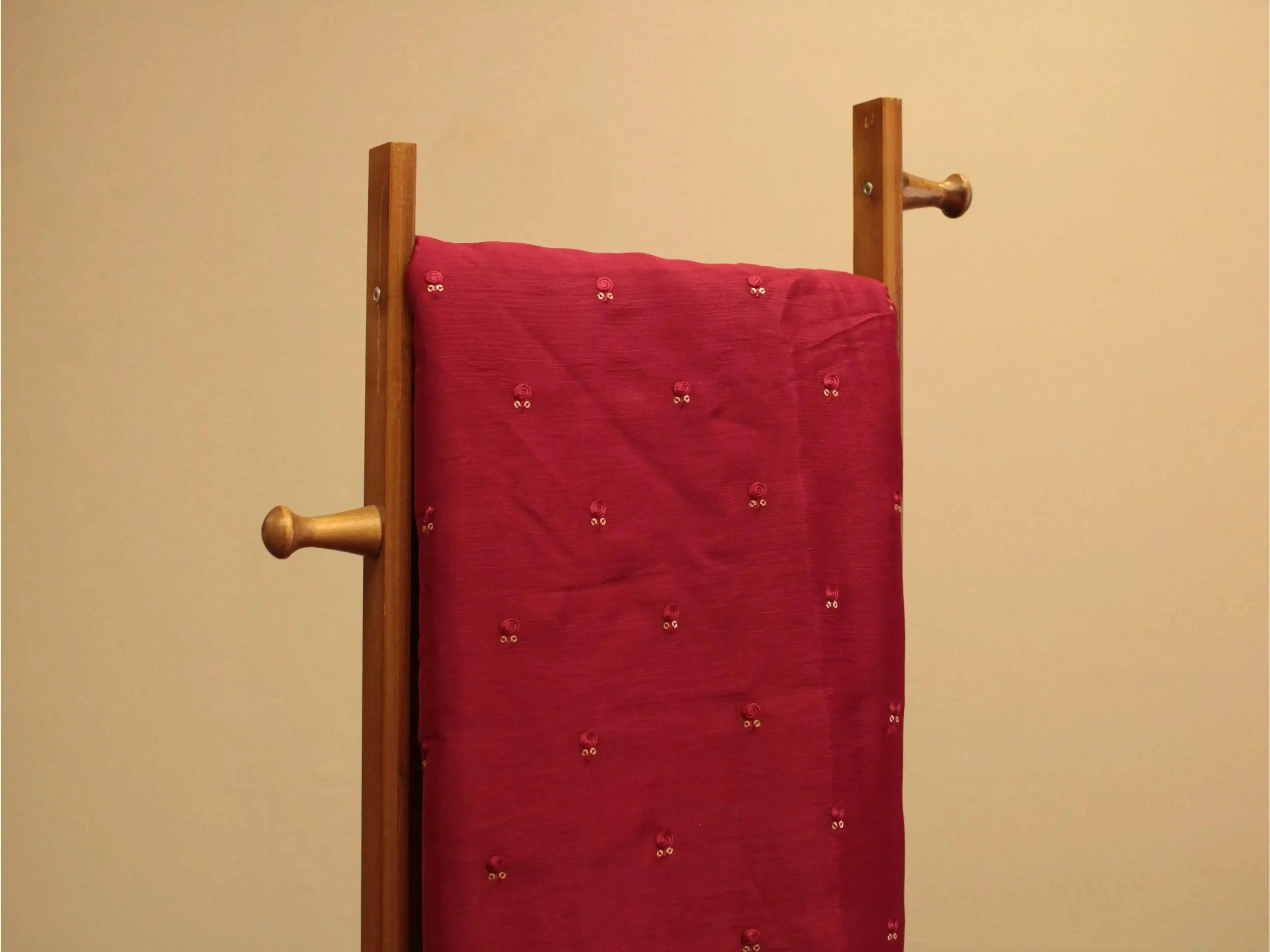 Pure Chinon Minimal Buti Work Fabric - Maroon - M'Foks