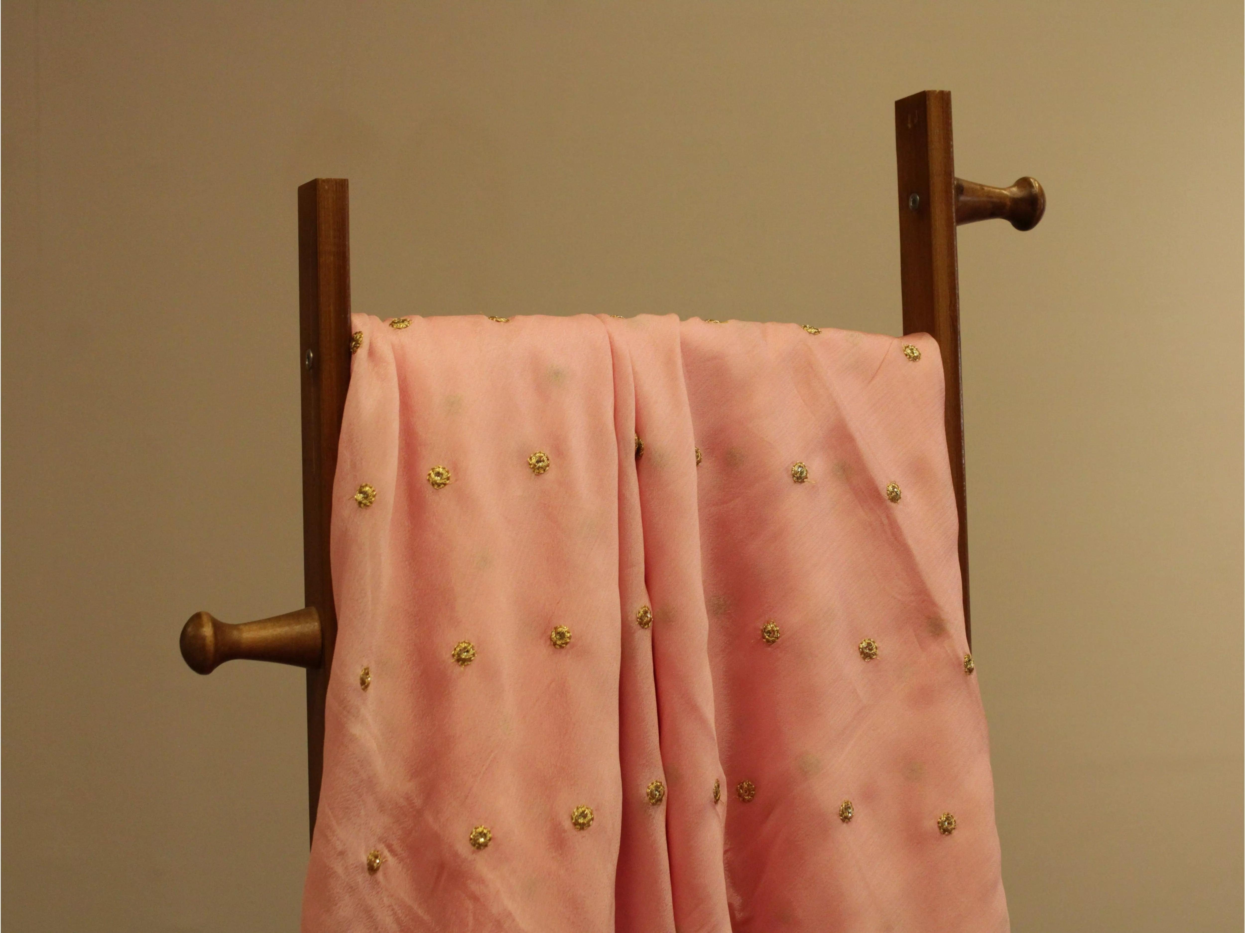 Pure Chinon Minimal Buti Work Fabric - Pink - M'Foks