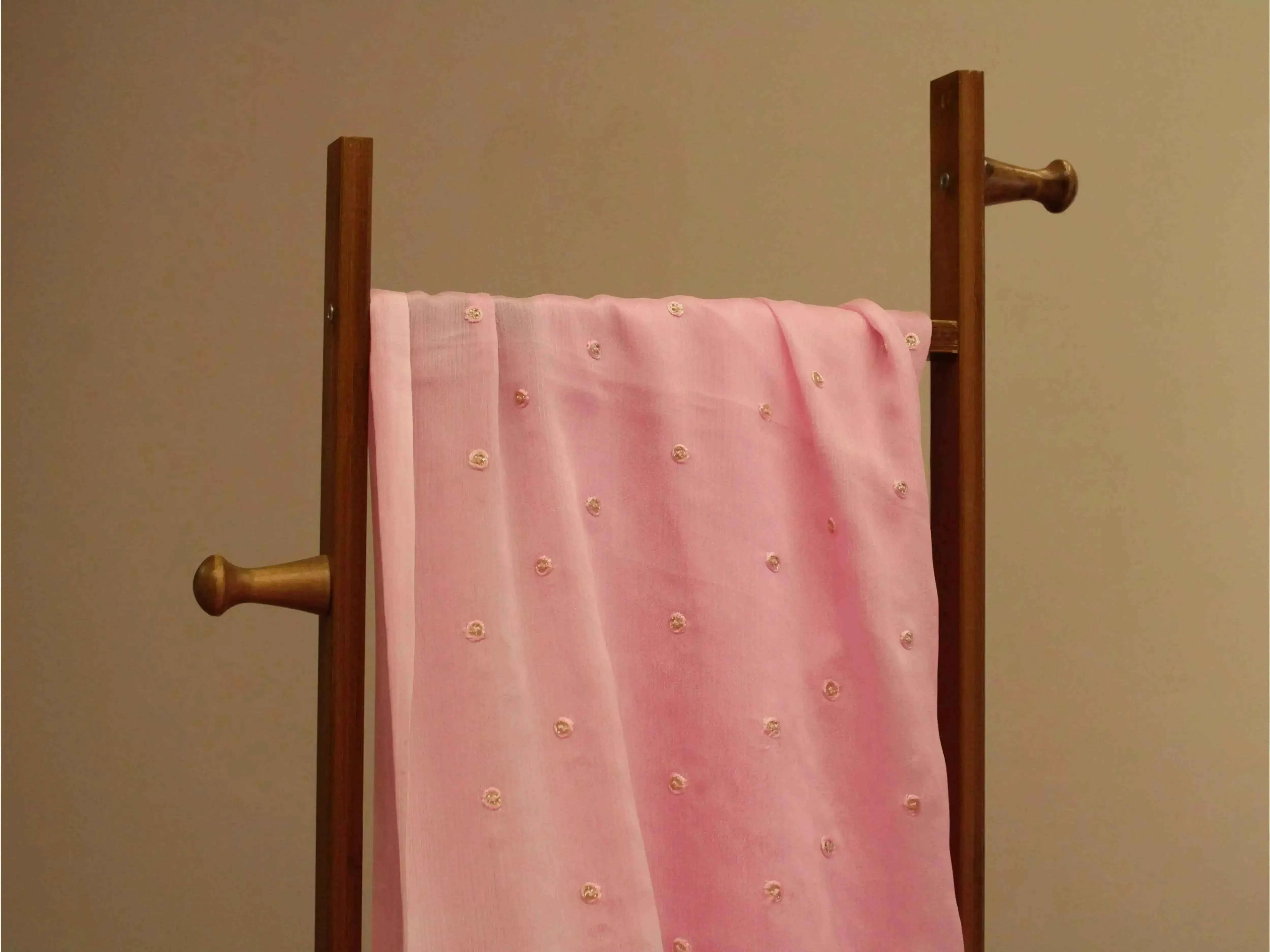 Pure Chinon Minimal Buti Work Fabric - Pink