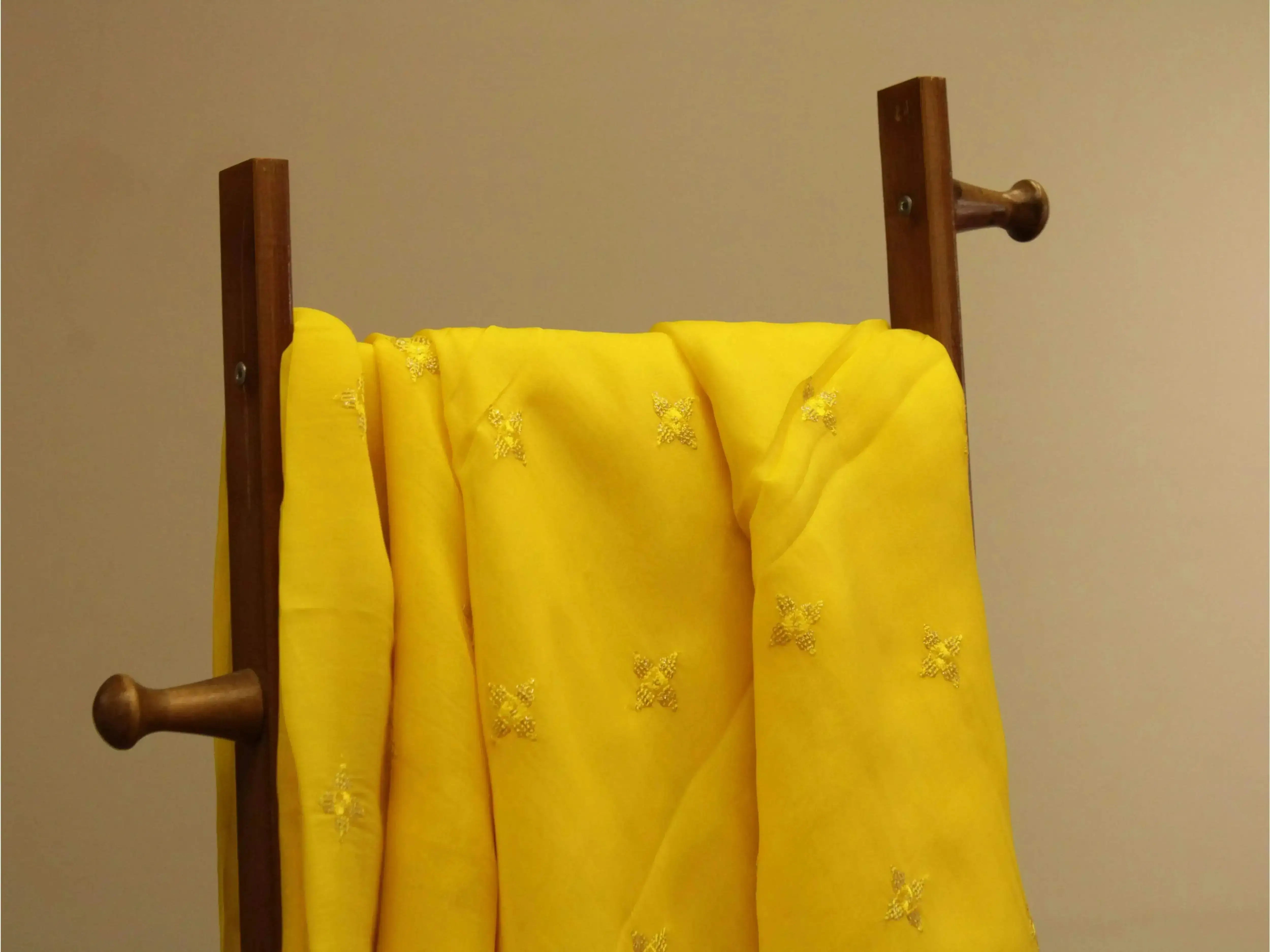 Pure Chinon Minimal Buti Work Fabric - Yellow - M'Foks