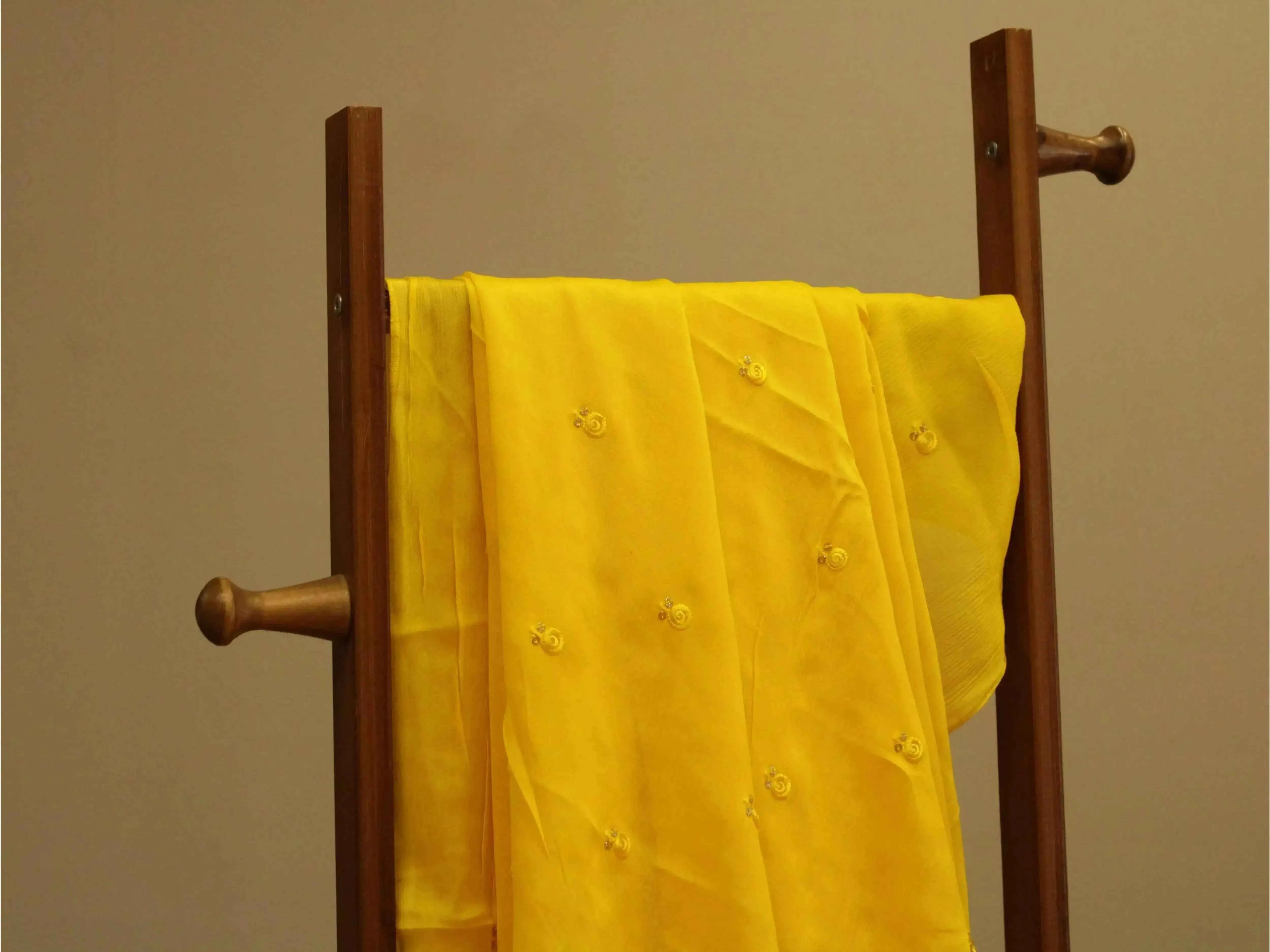 Pure Chinon Minimal Buti Work Fabric - Yellow