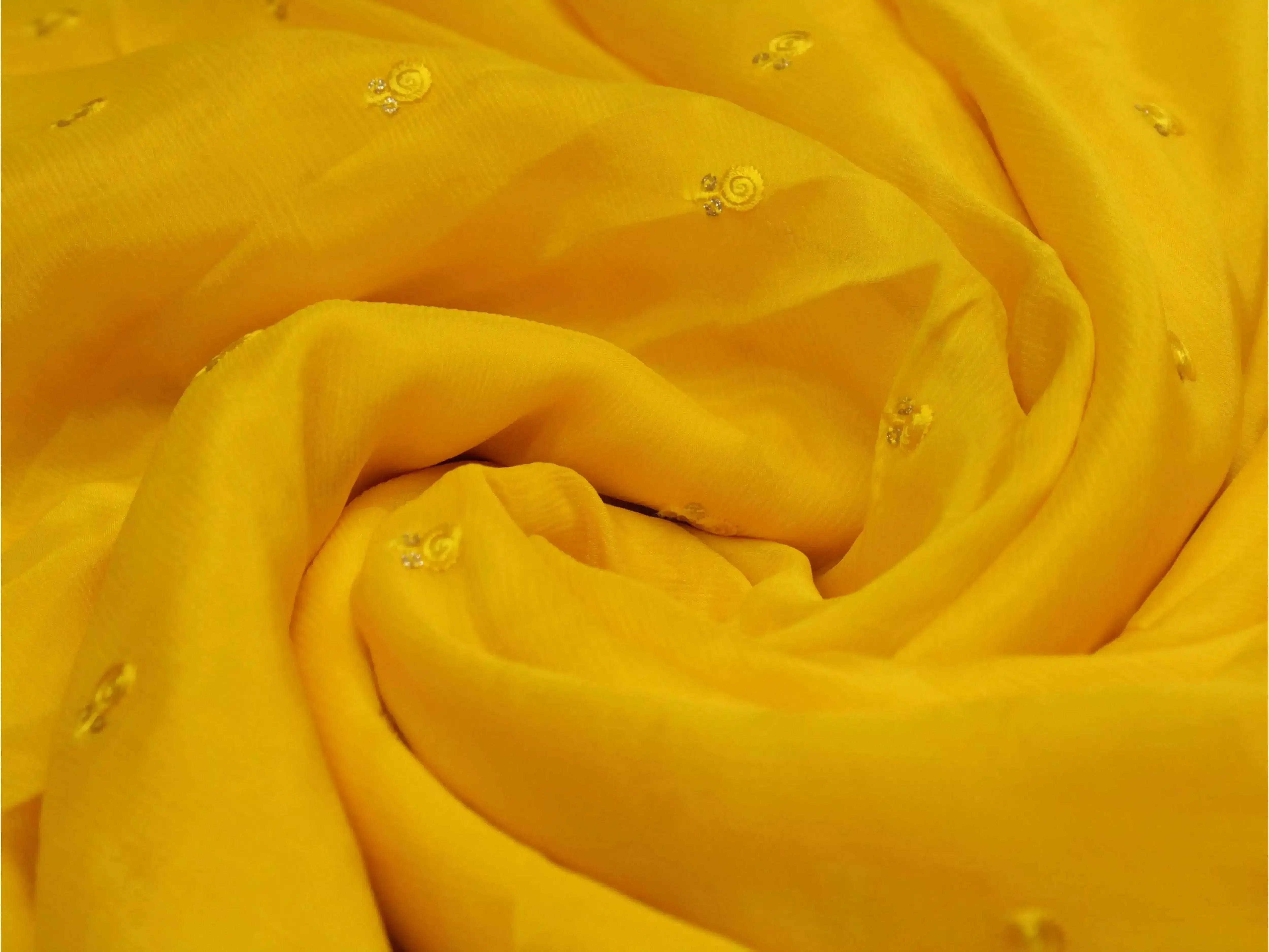 Pure Chinon Minimal Buti Work Fabric - Yellow - M'Foks
