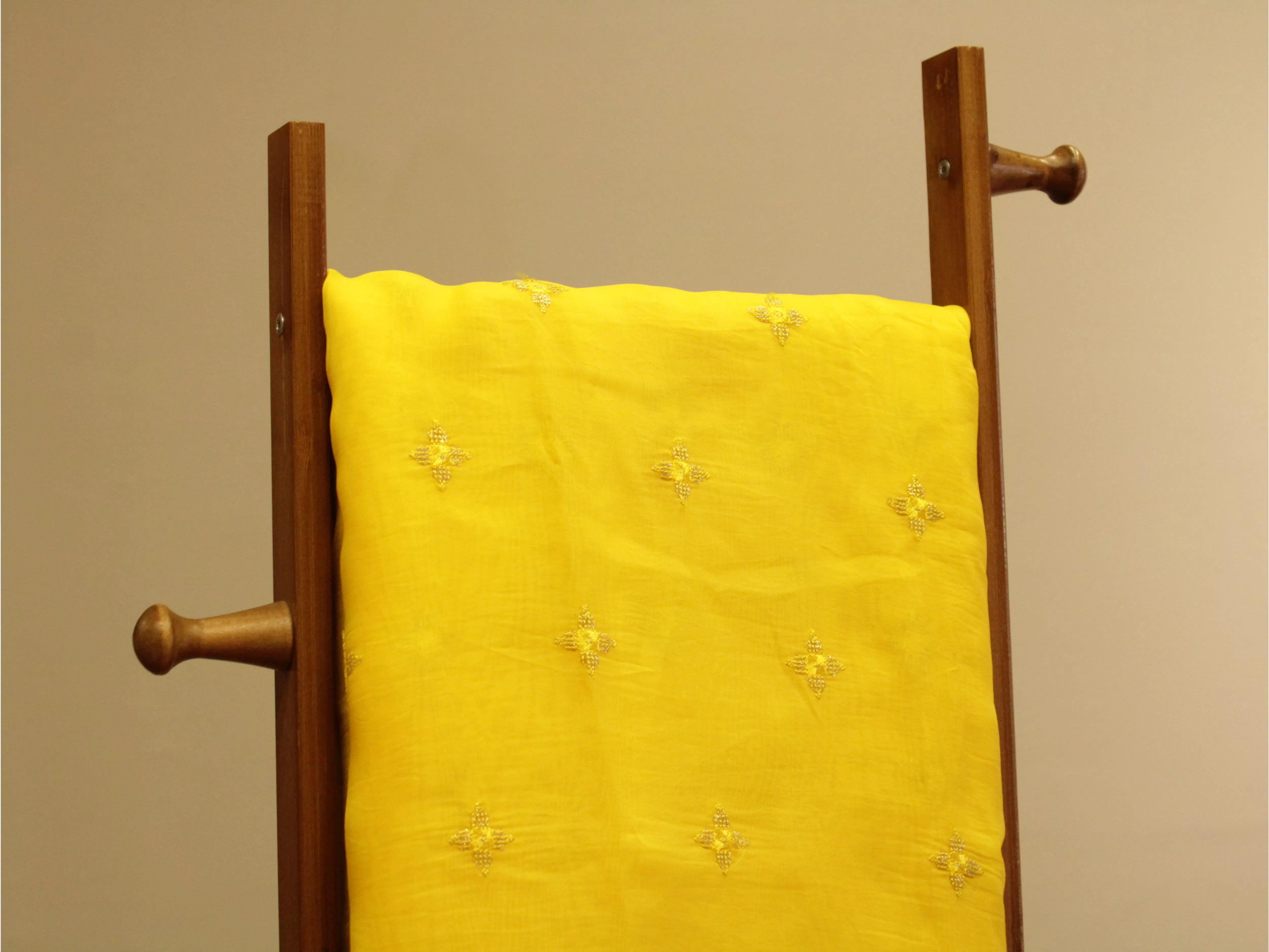 Pure Chinon Minimal Buti Work Fabric - Yellow - M'Foks