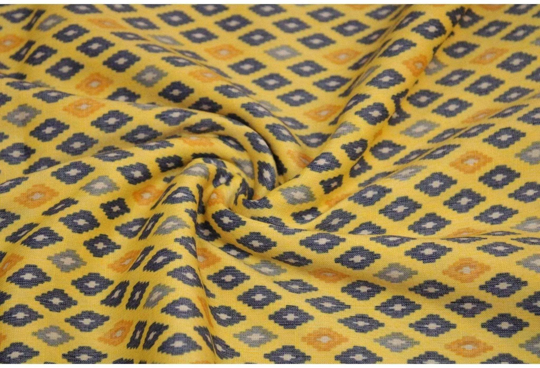 Self Buti Pattern Capsule Rayon Fabric - Yellow - M'Foks