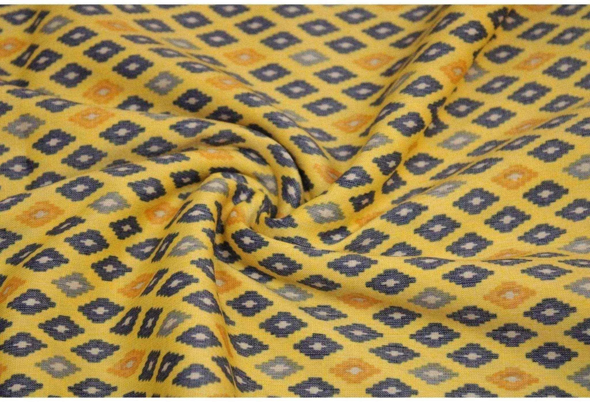 Self Buti Pattern Capsule Rayon Fabric - Yellow