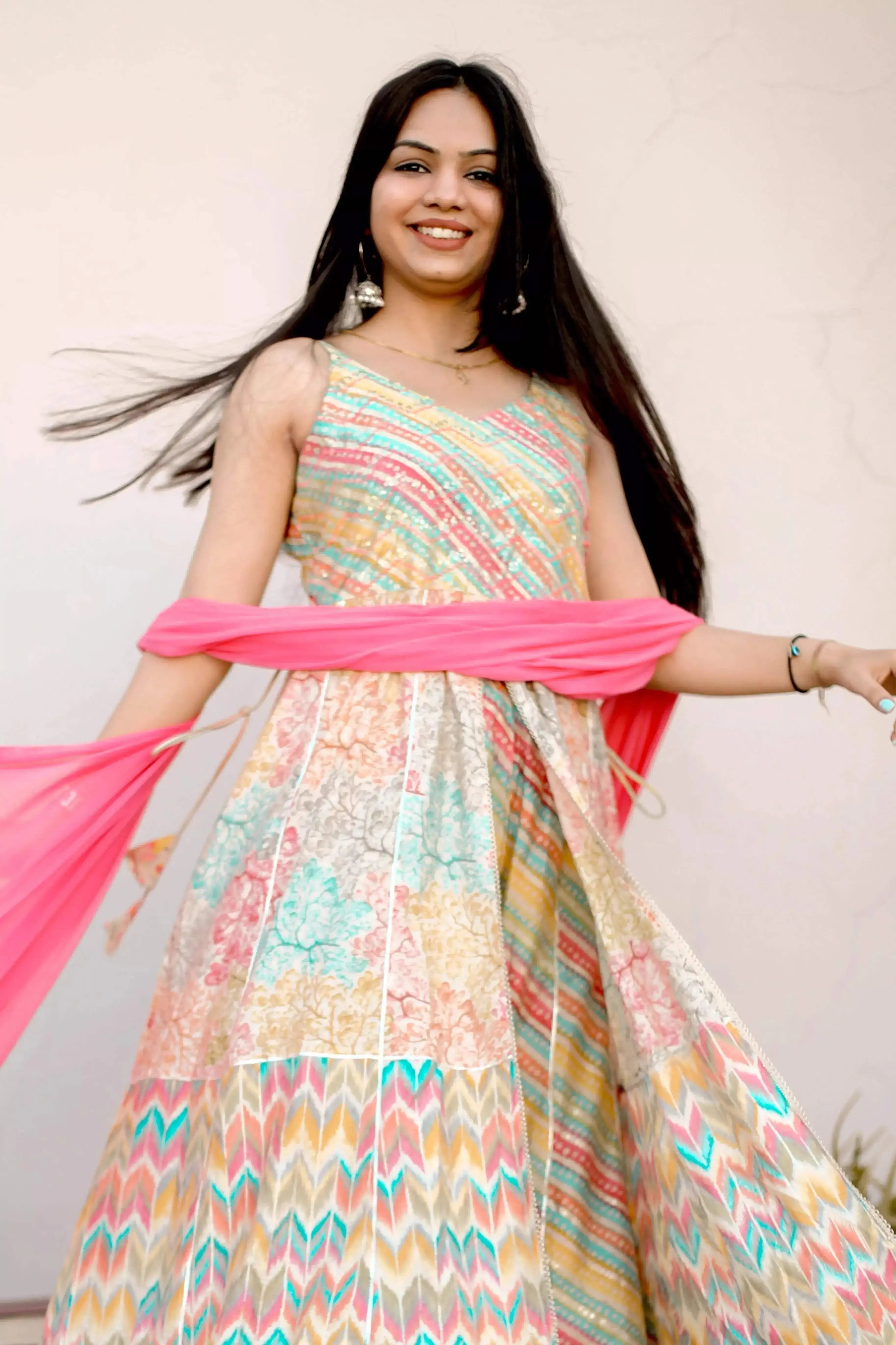 Starry Nights - Sleeveless Front Cut Anarkali Kurta & Sharara by M'Foks - M'Foks