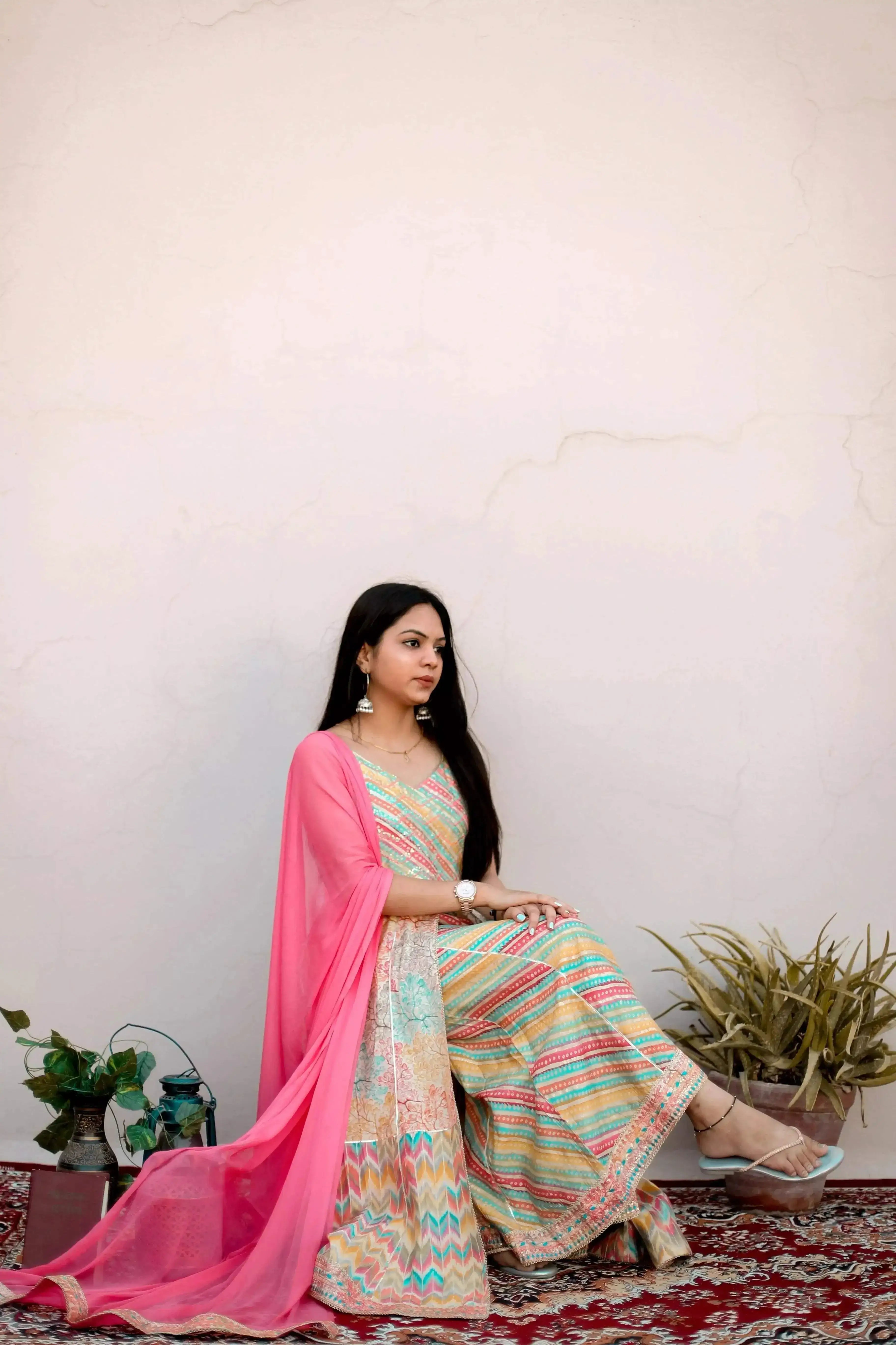 Starry Nights - Sleeveless Front Cut Anarkali Kurta & Sharara by M'Foks - M'Foks