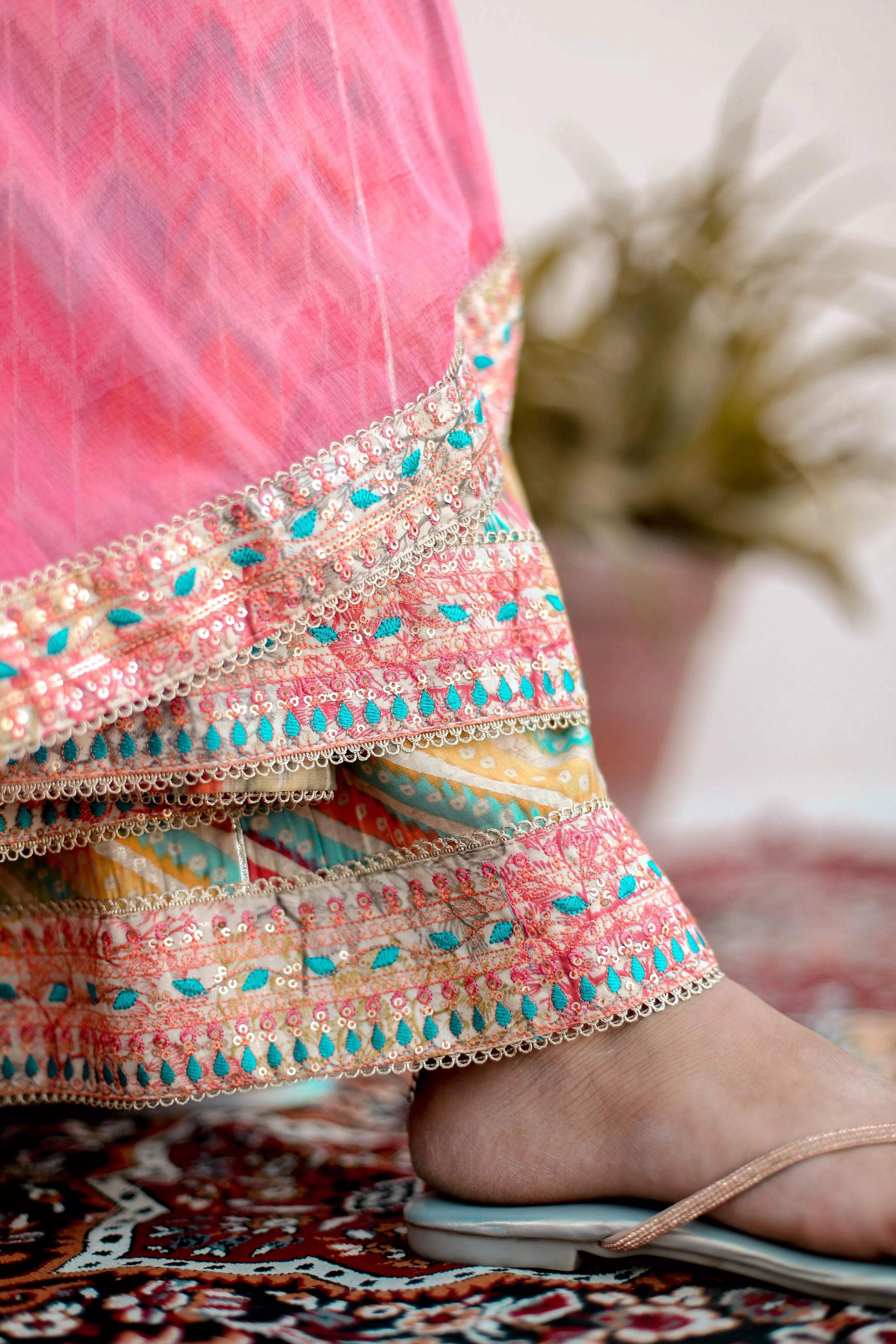 Starry Nights - Sleeveless Front Cut Anarkali Kurta & Sharara by M'Foks - M'Foks