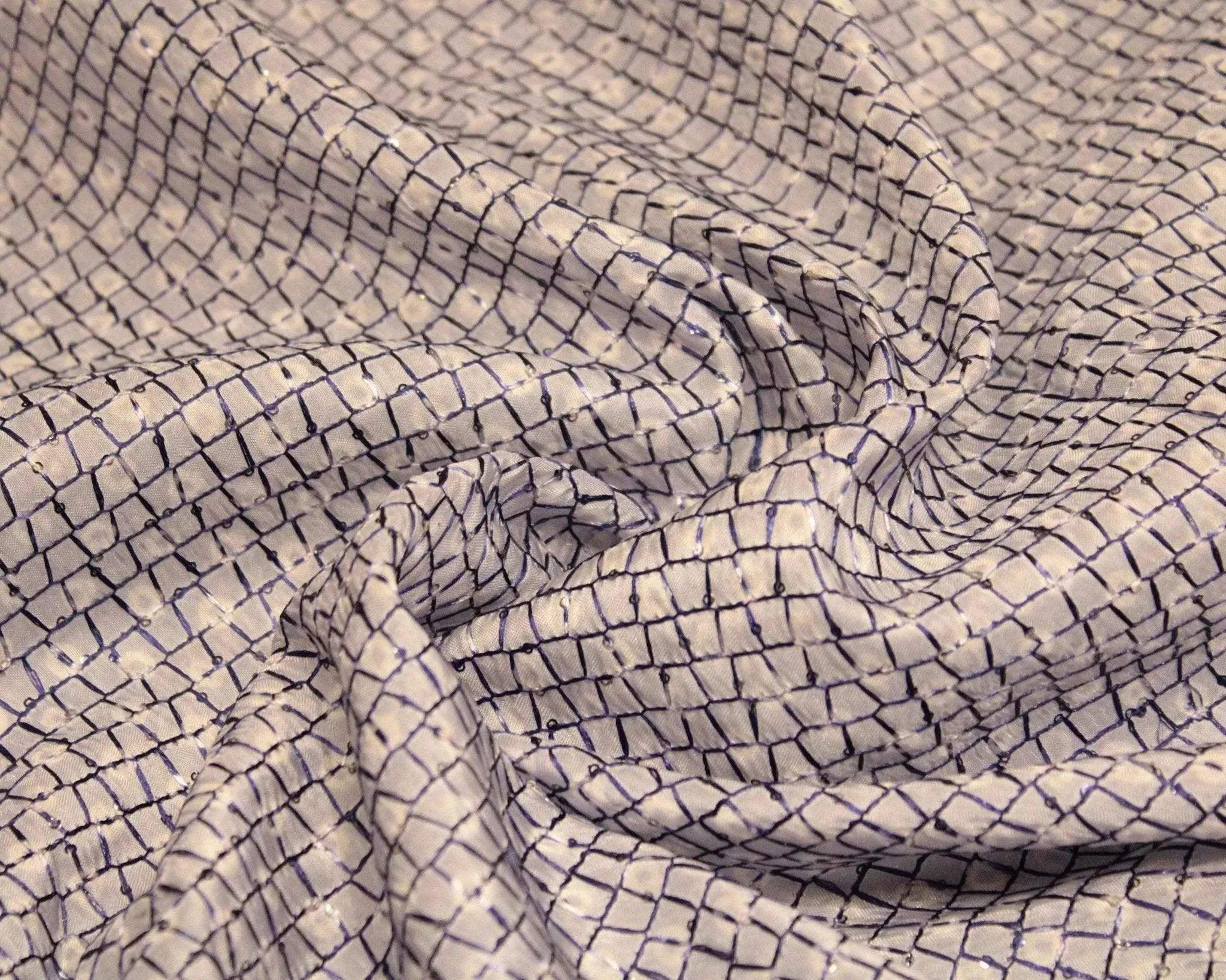 Upada Silk Printed Micro Work Fabric - M'Foks
