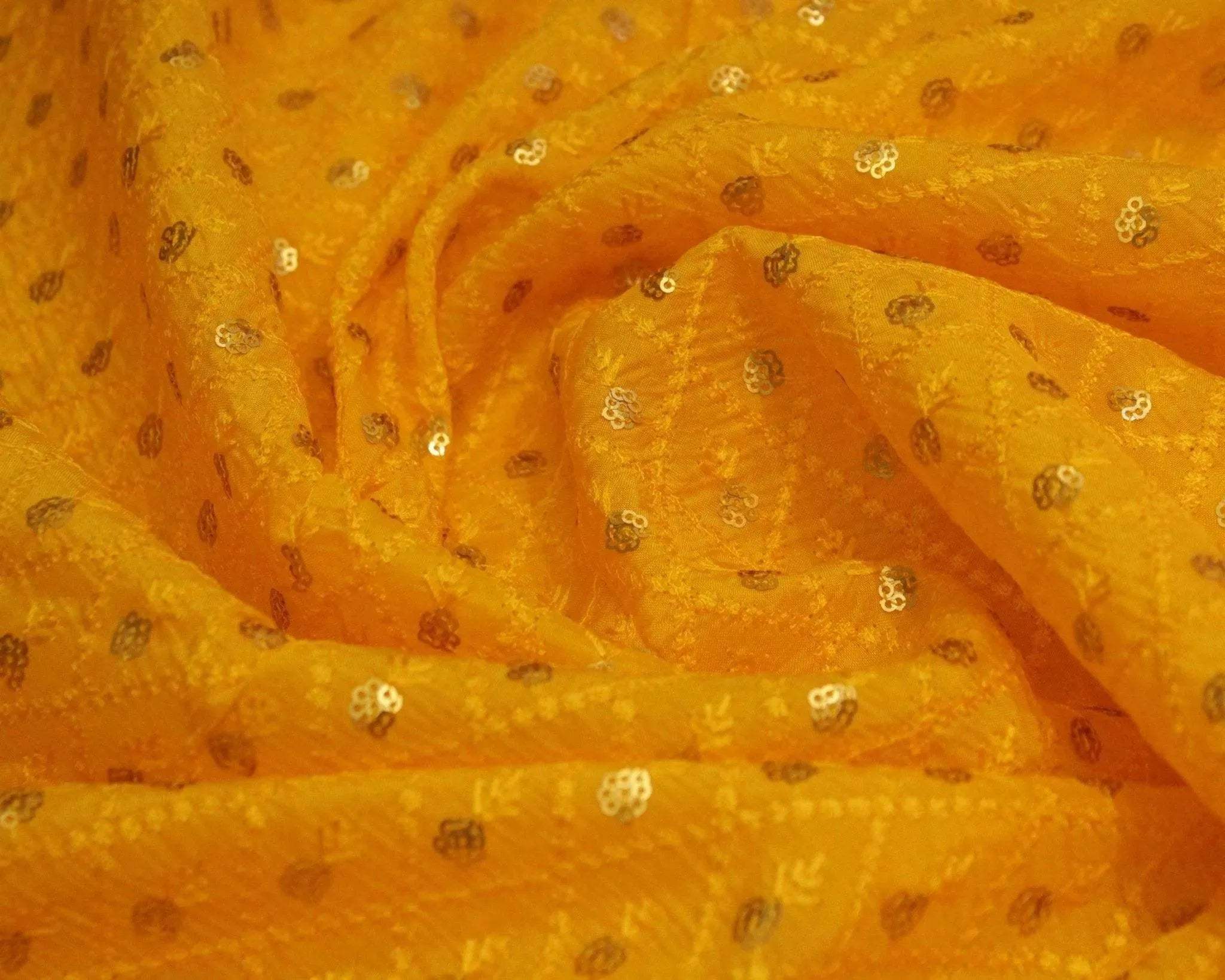 Upada Silk Sequin & Thread Work Fabric - M'Foks