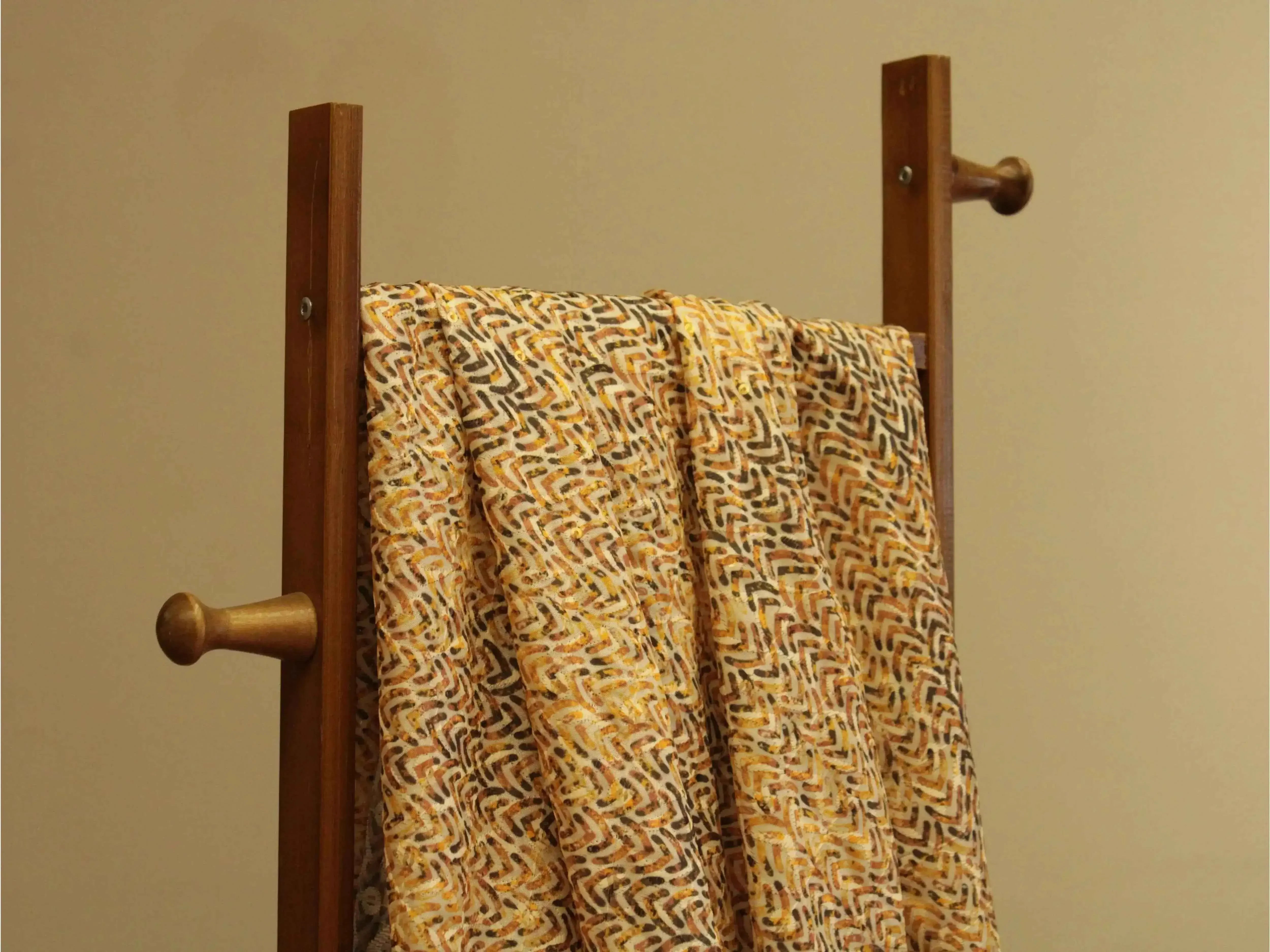 Woven Silk Digital Print Thread & Sequin Fabric