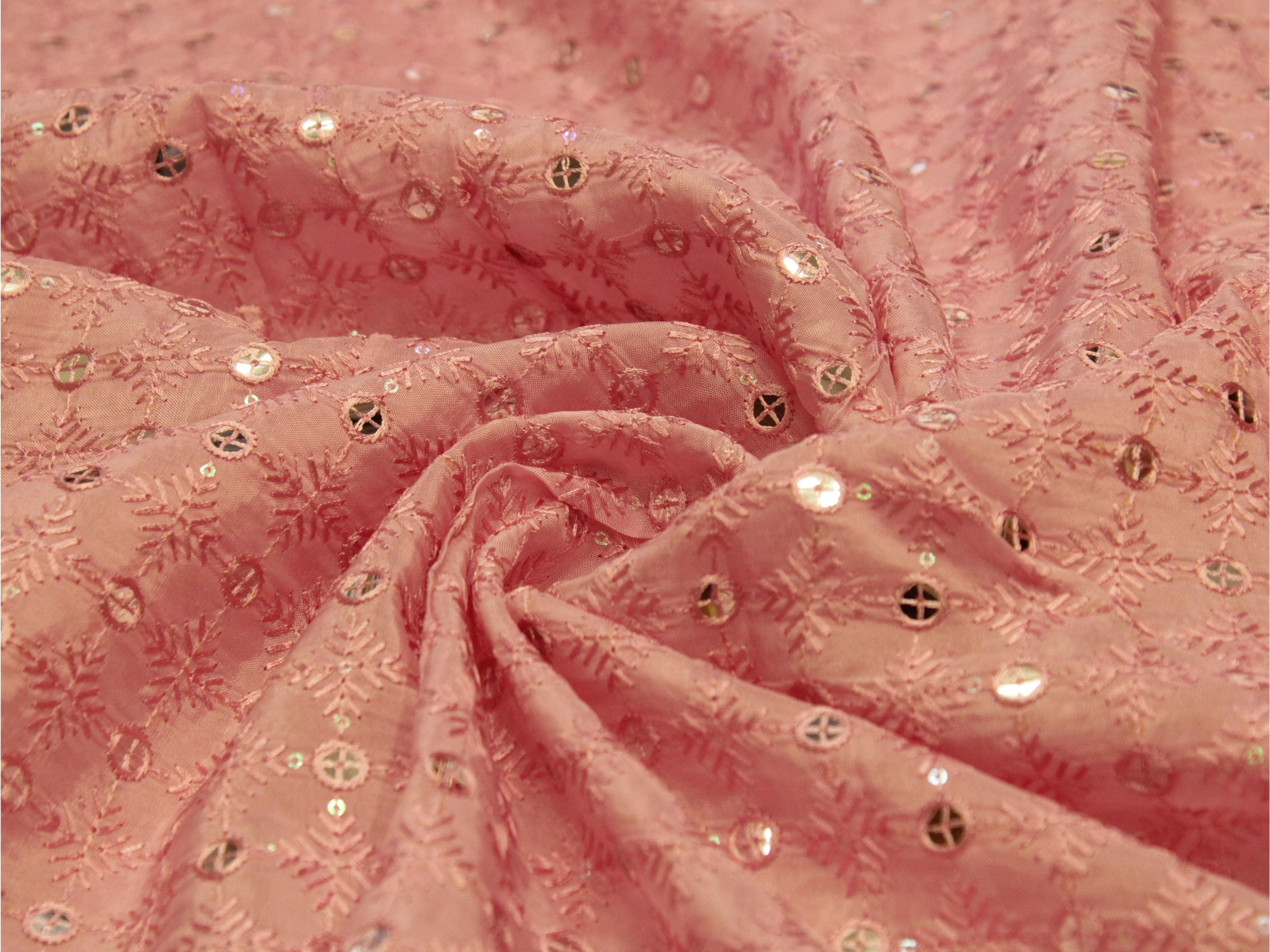 Wedding Edit Mirror Work Fabric - Onion Pink - M'Foks