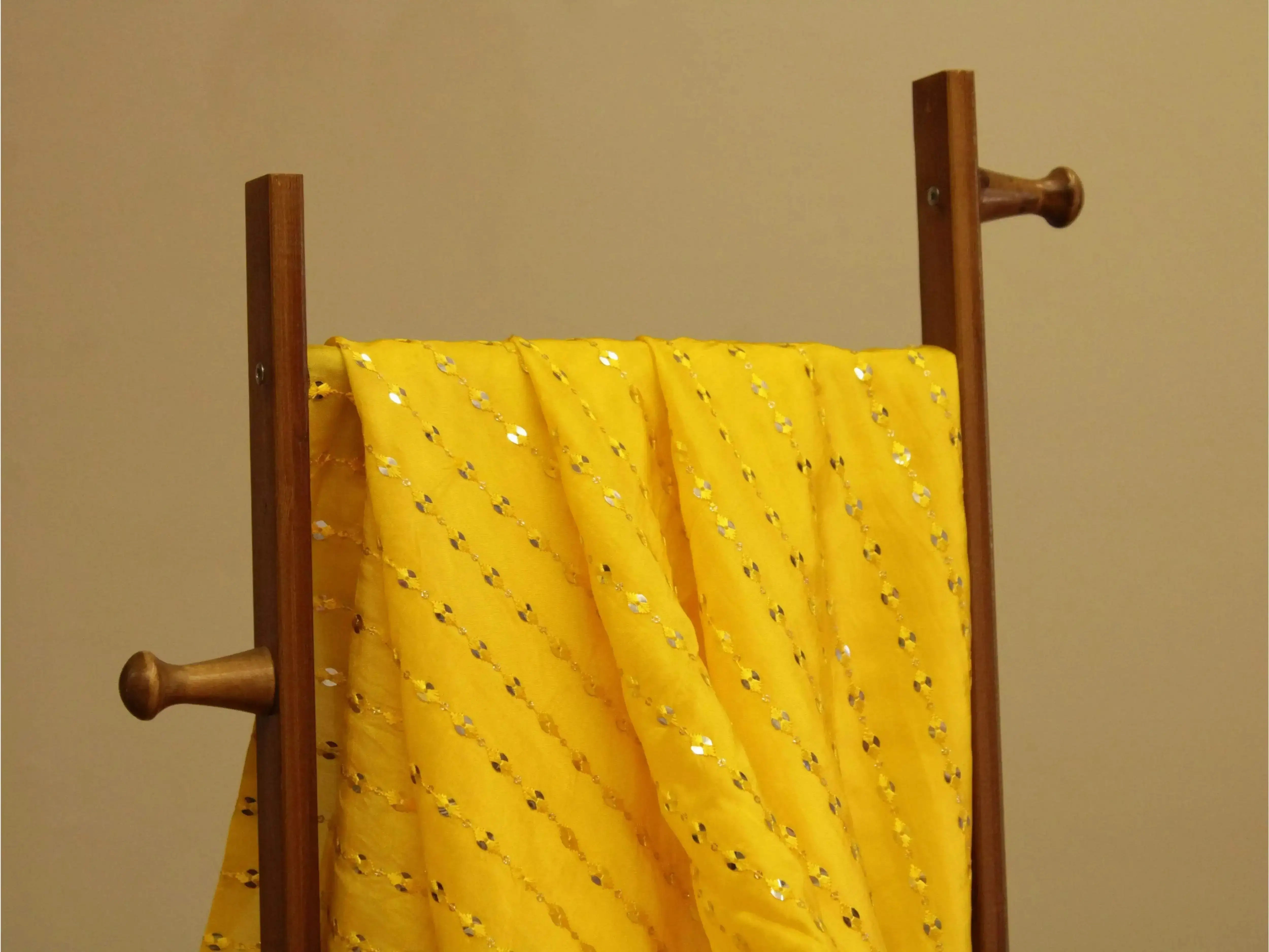 Wedding Edit Mirror Work Fabric - Yellow - M'Foks