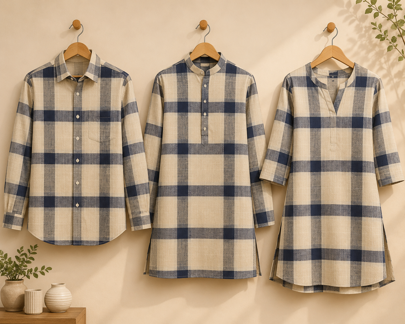 Pure Cotton Handloom Checked Fabric 44 Inch | Mfoks - Blue