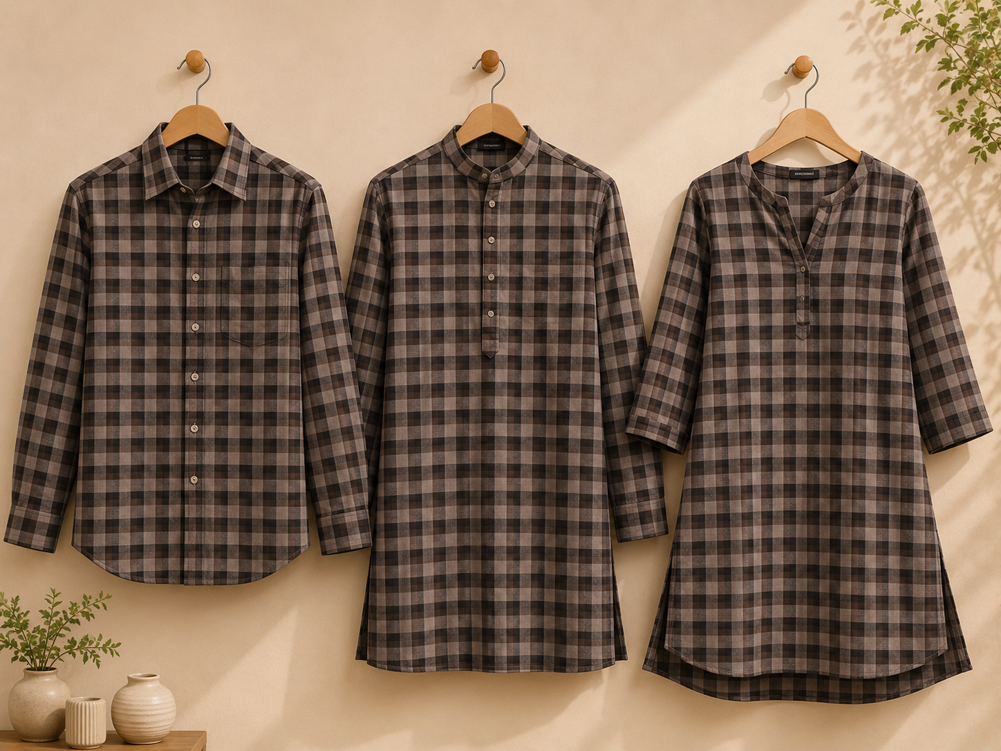 Pure Cotton Handloom Checked Fabric 44 Inch | Mfoks - Dark Brown