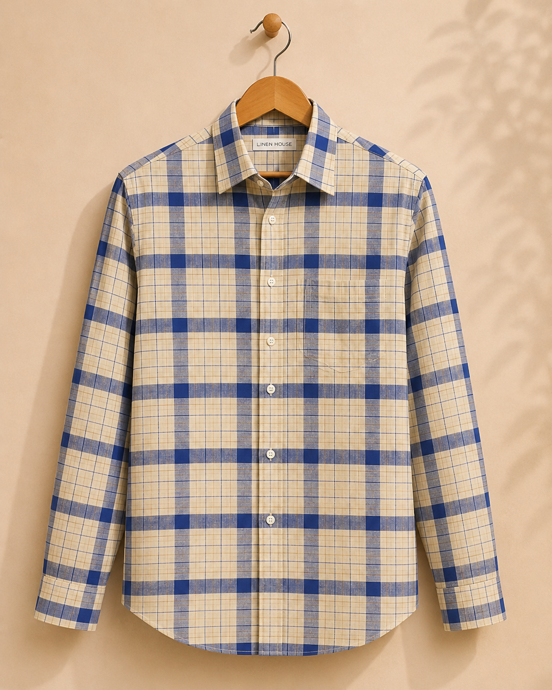 Pure Cotton Handloom Checked Fabric - 44 Inches - Blue Checked