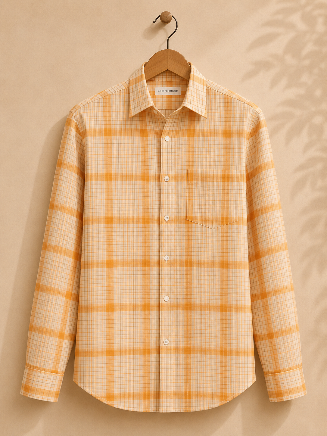 Pure Cotton Handloom Checked Fabric - 44 Inches - Yellow Checked