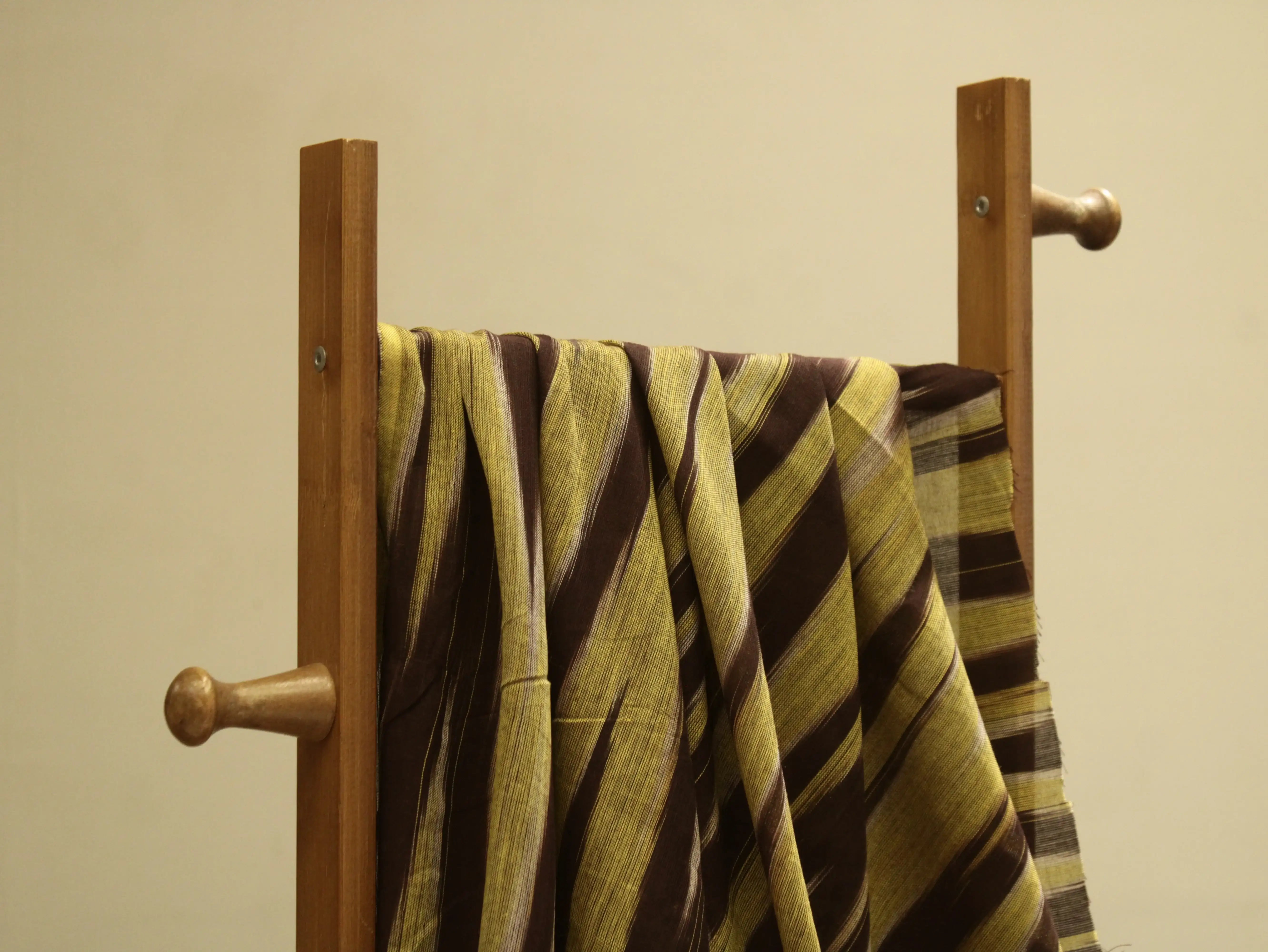 Mfoks : Handloom Pure Cotton Woven Fabric - Coffee