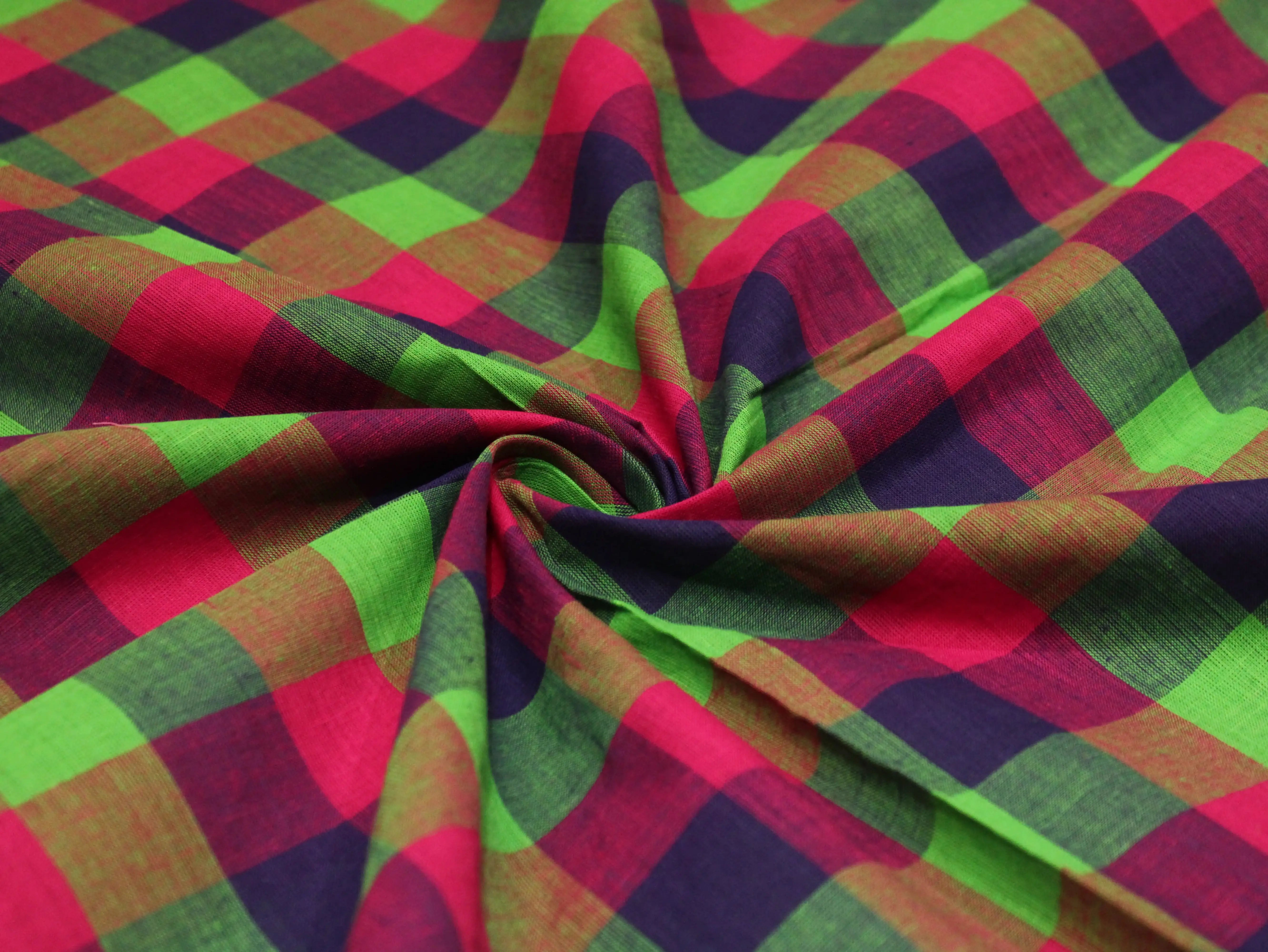Multi Checked Handloom Pure Cotton Woven Fabric