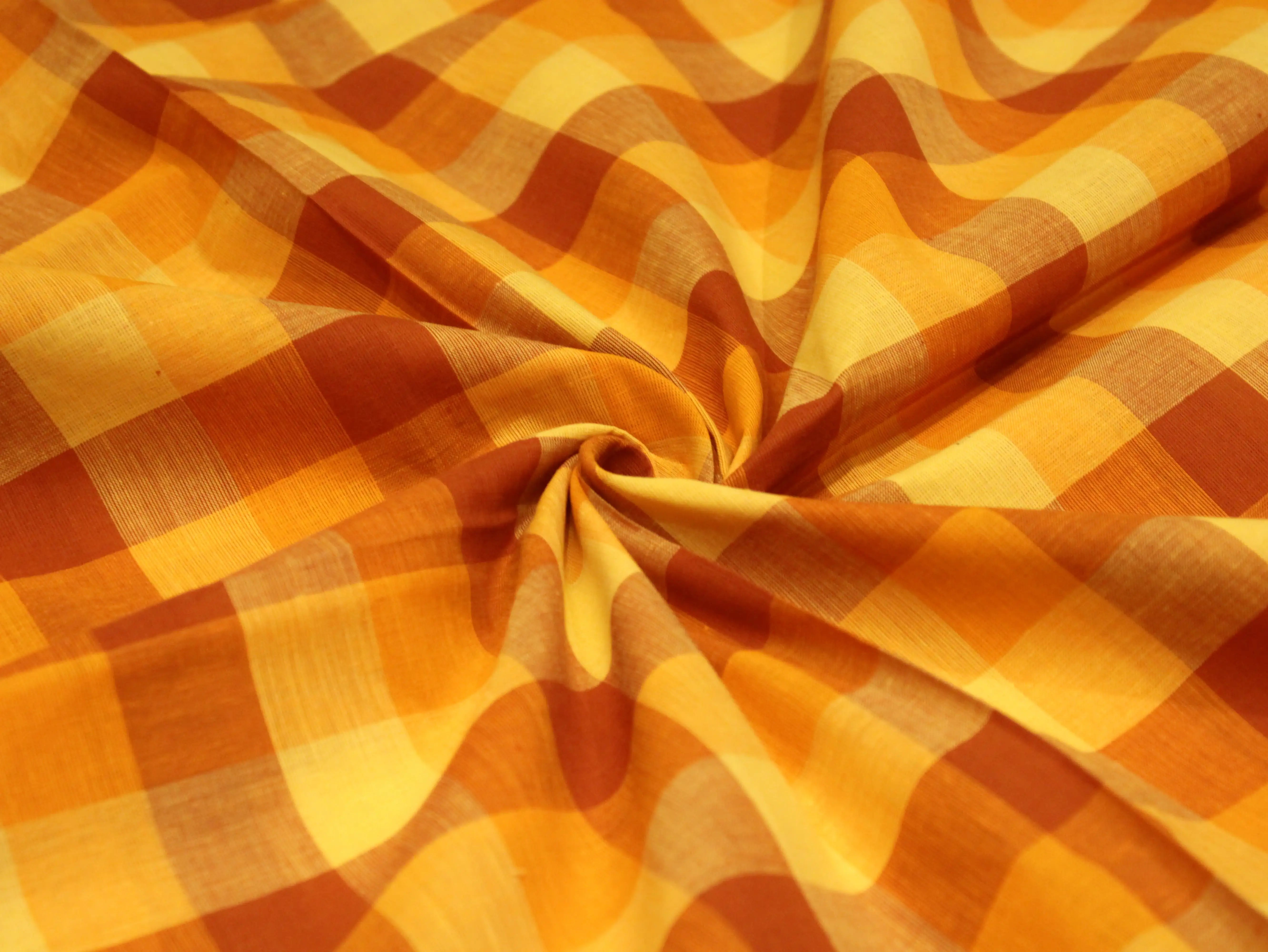 Multi Checked Handloom Pure Cotton Woven Fabric
