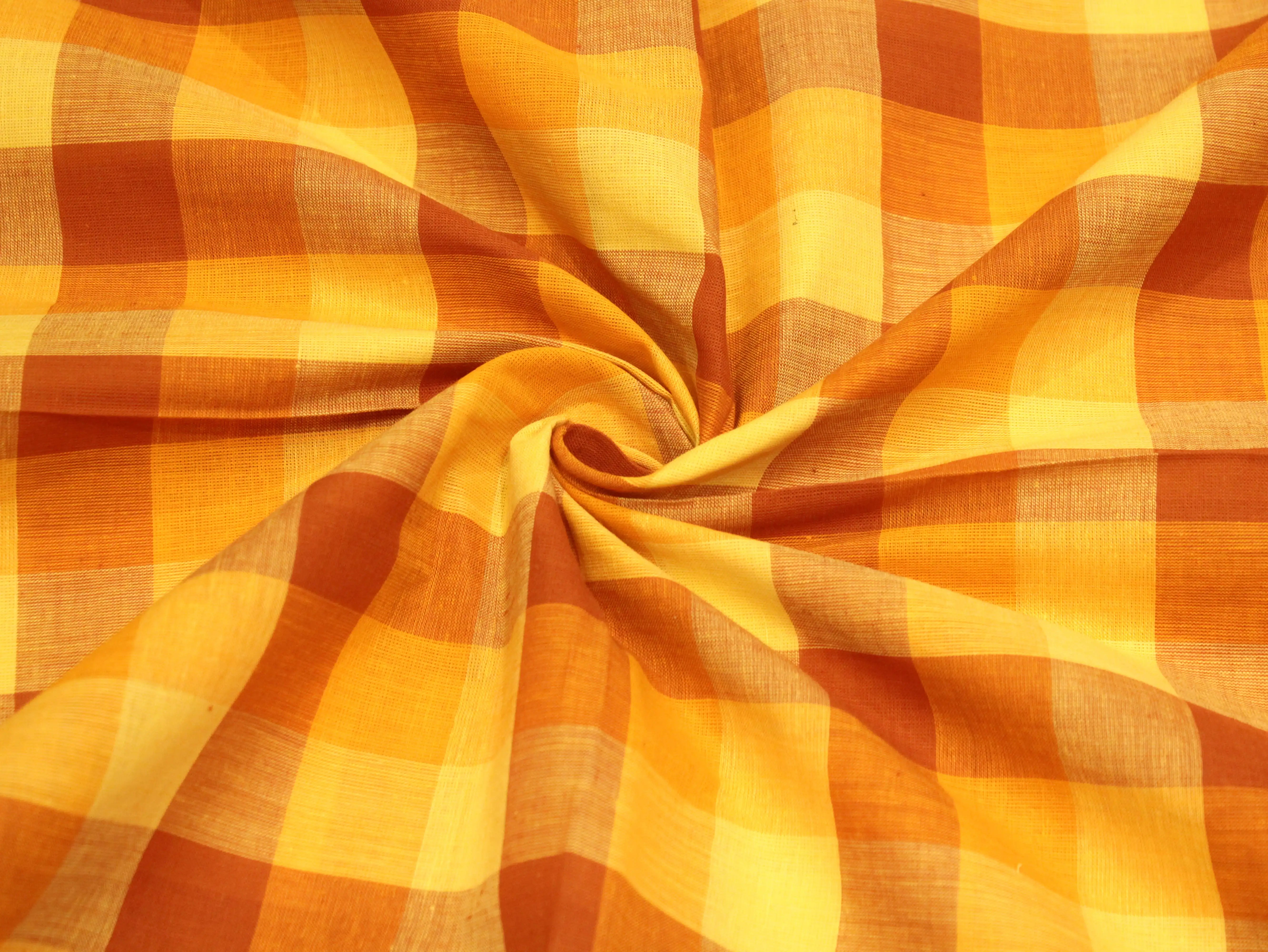 Multi Checked Handloom Pure Cotton Woven Fabric