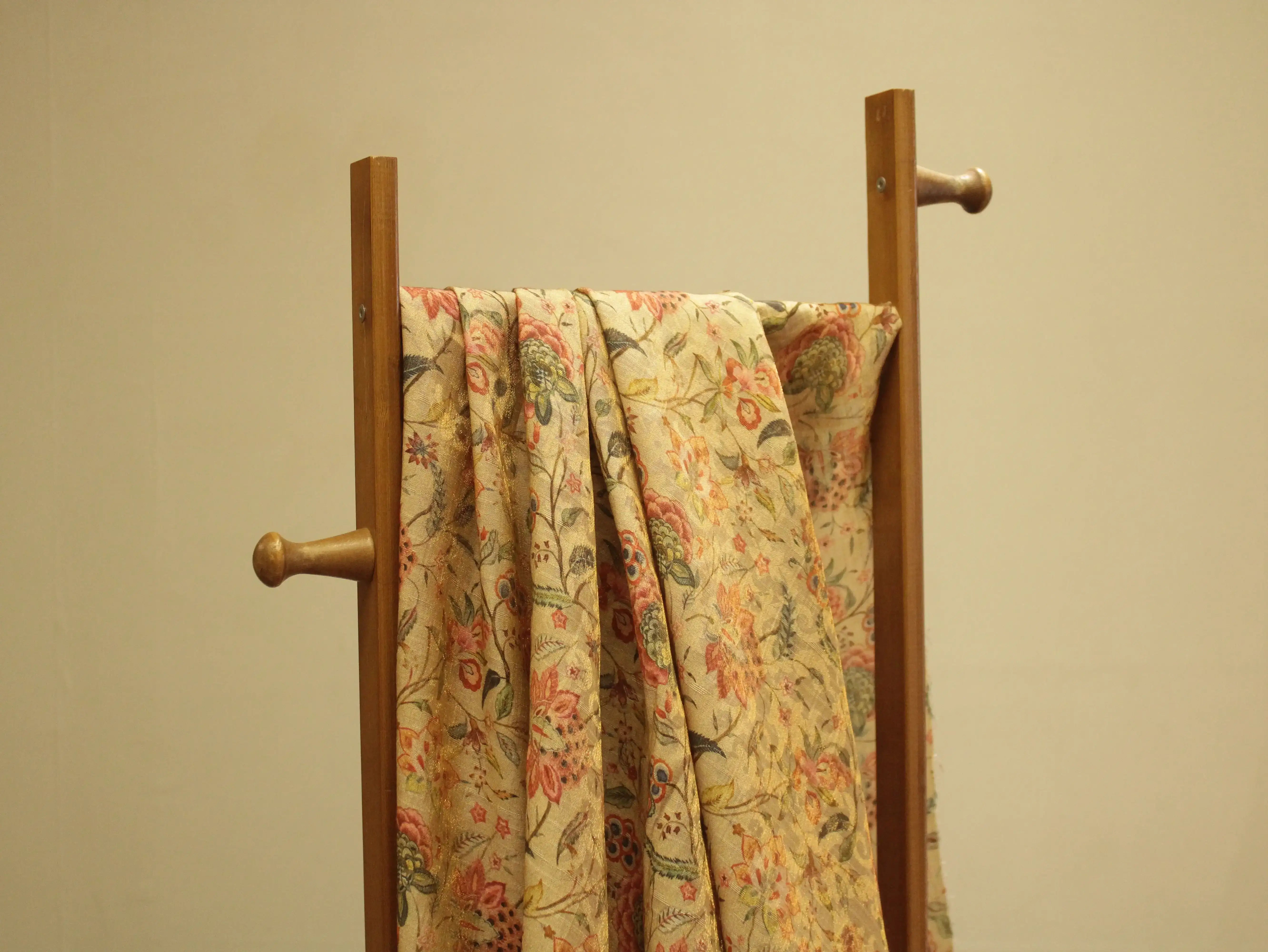 Pure Raw Silk Kalamkari Digital Print Fabric with Subtle Shine