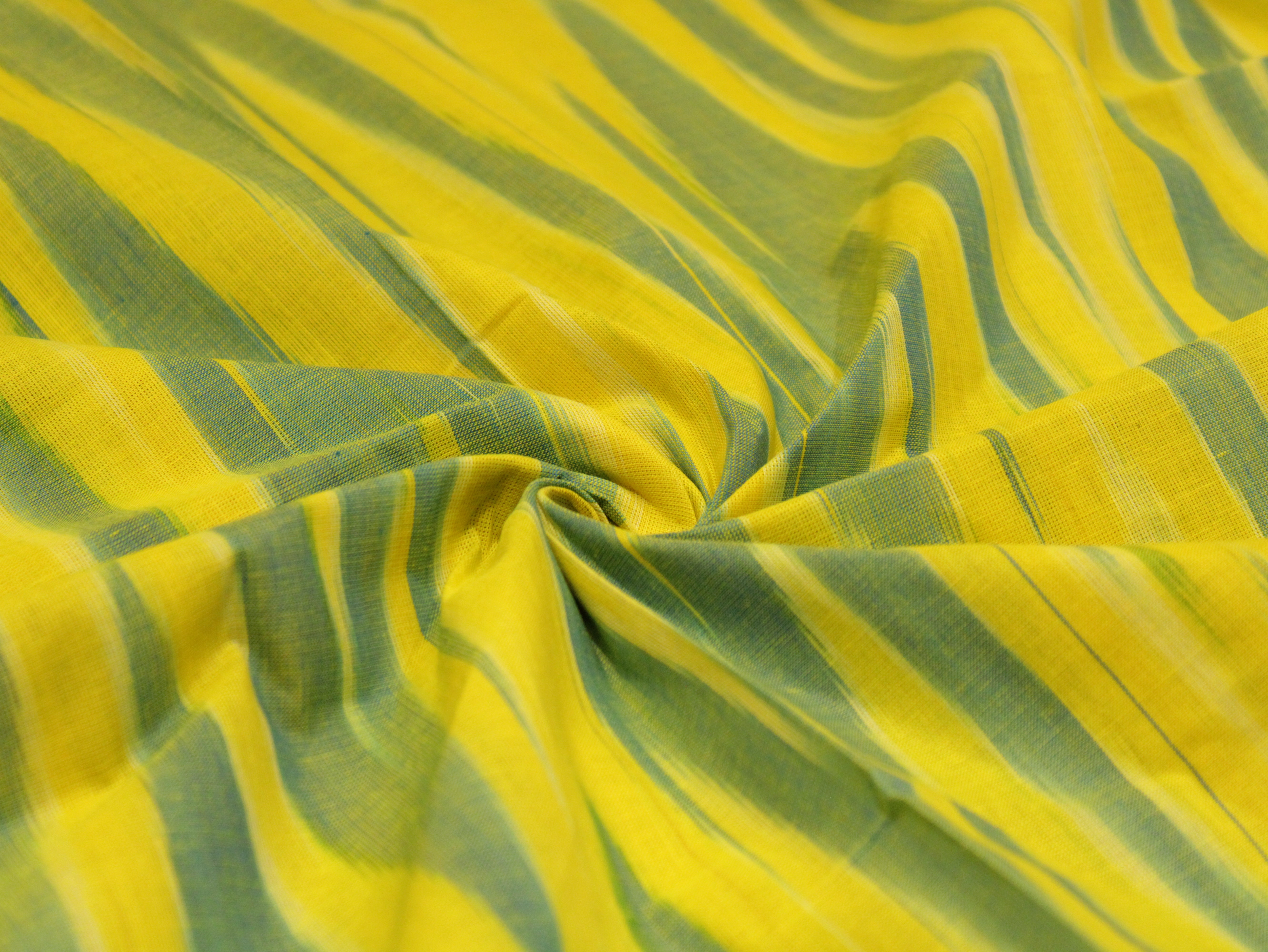 Mfoks : Handloom Pure Cotton Woven Fabric - Lime Greenish Yellow