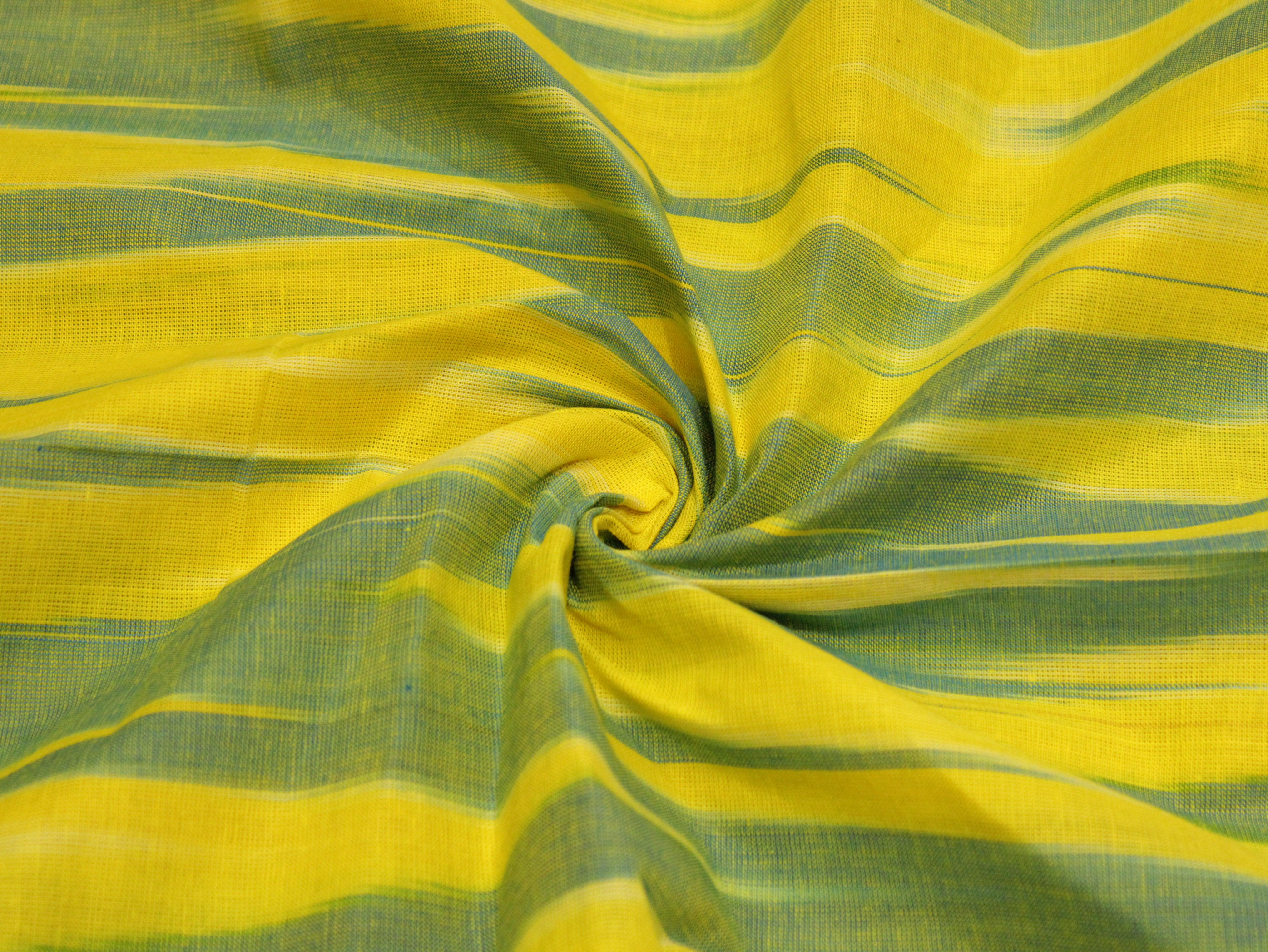 Mfoks : Handloom Pure Cotton Woven Fabric - Lime Greenish Yellow