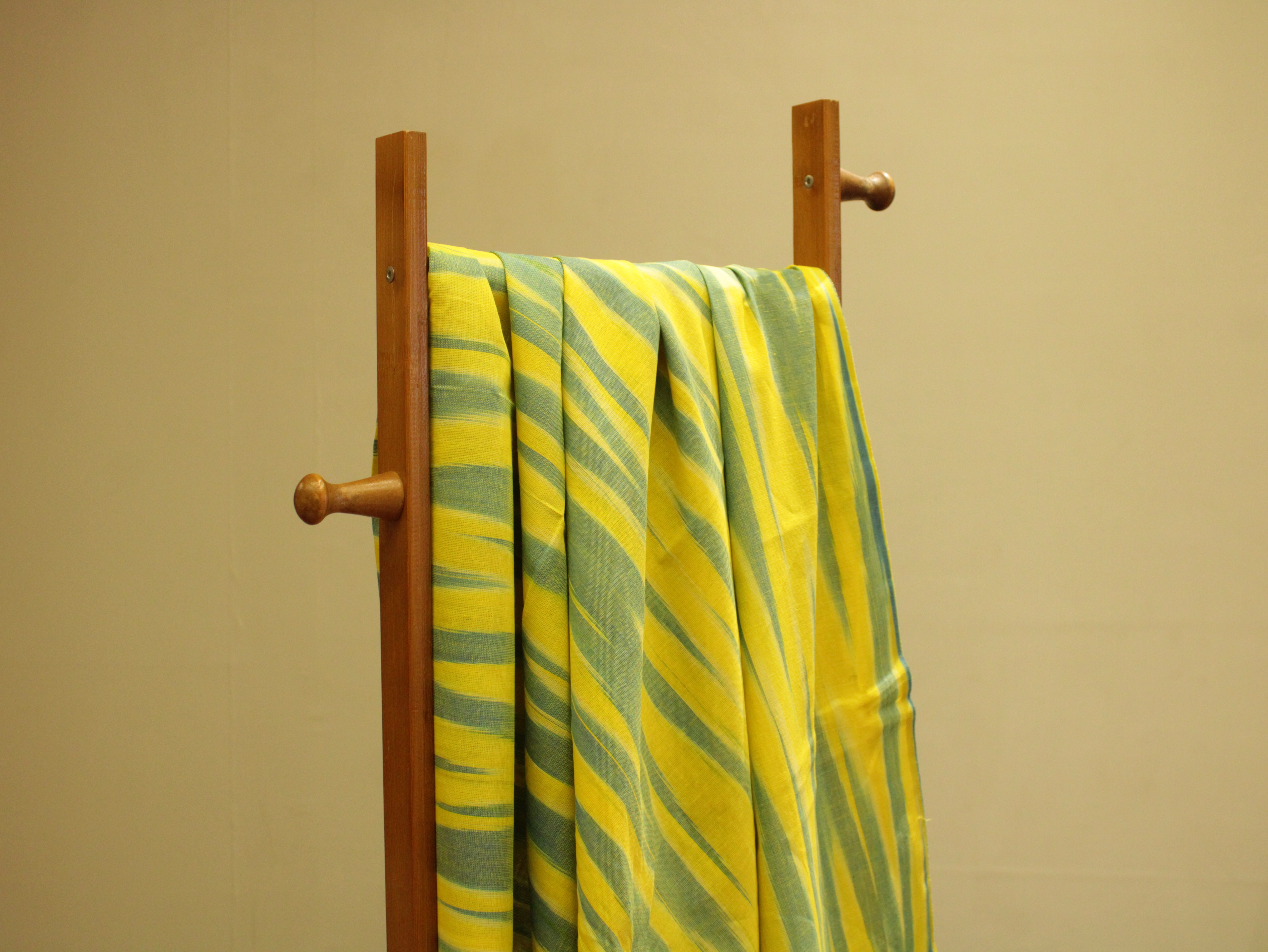 Mfoks : Handloom Pure Cotton Woven Fabric - Lime Greenish Yellow