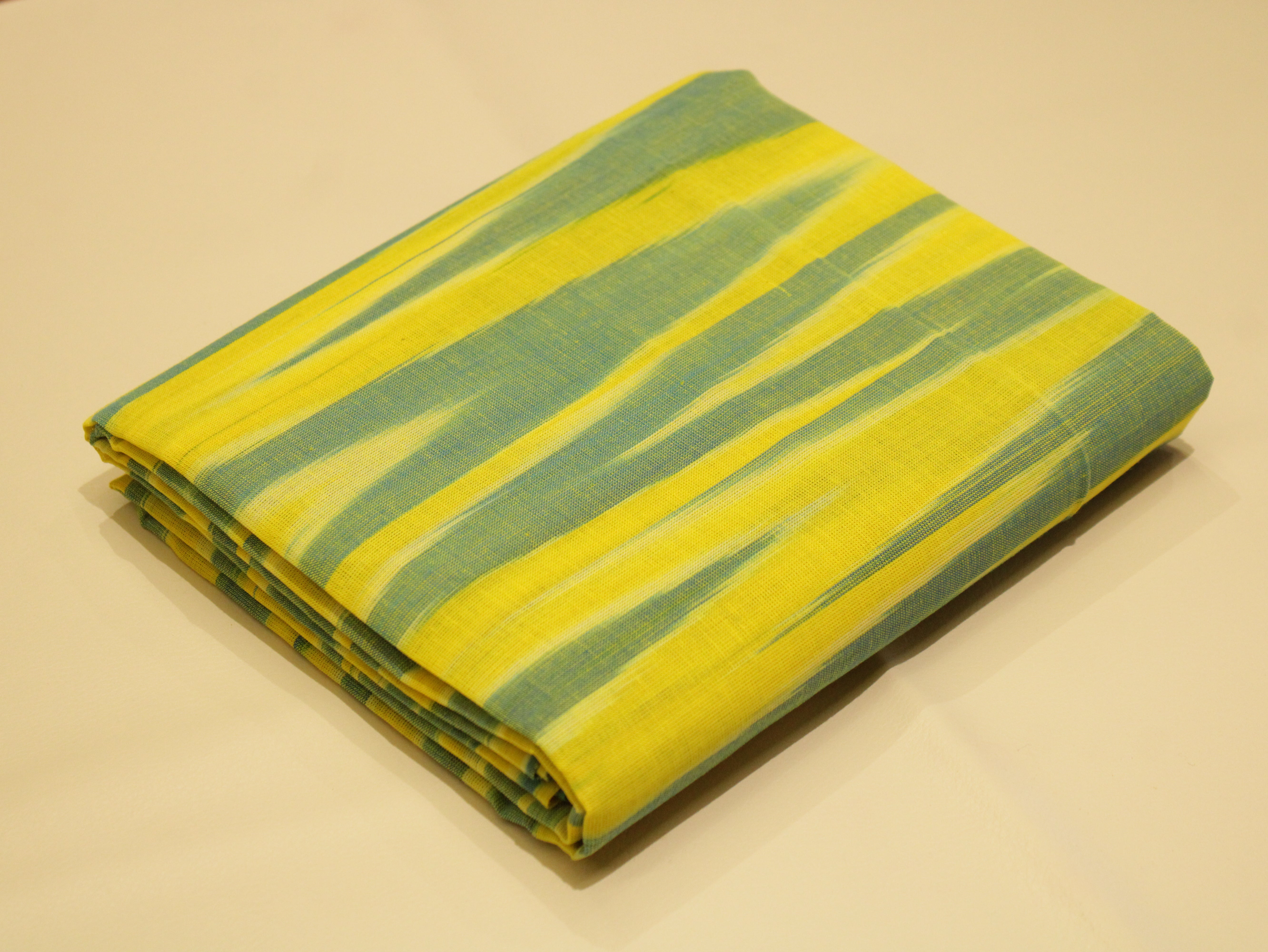 Mfoks : Handloom Pure Cotton Woven Fabric - Lime Greenish Yellow
