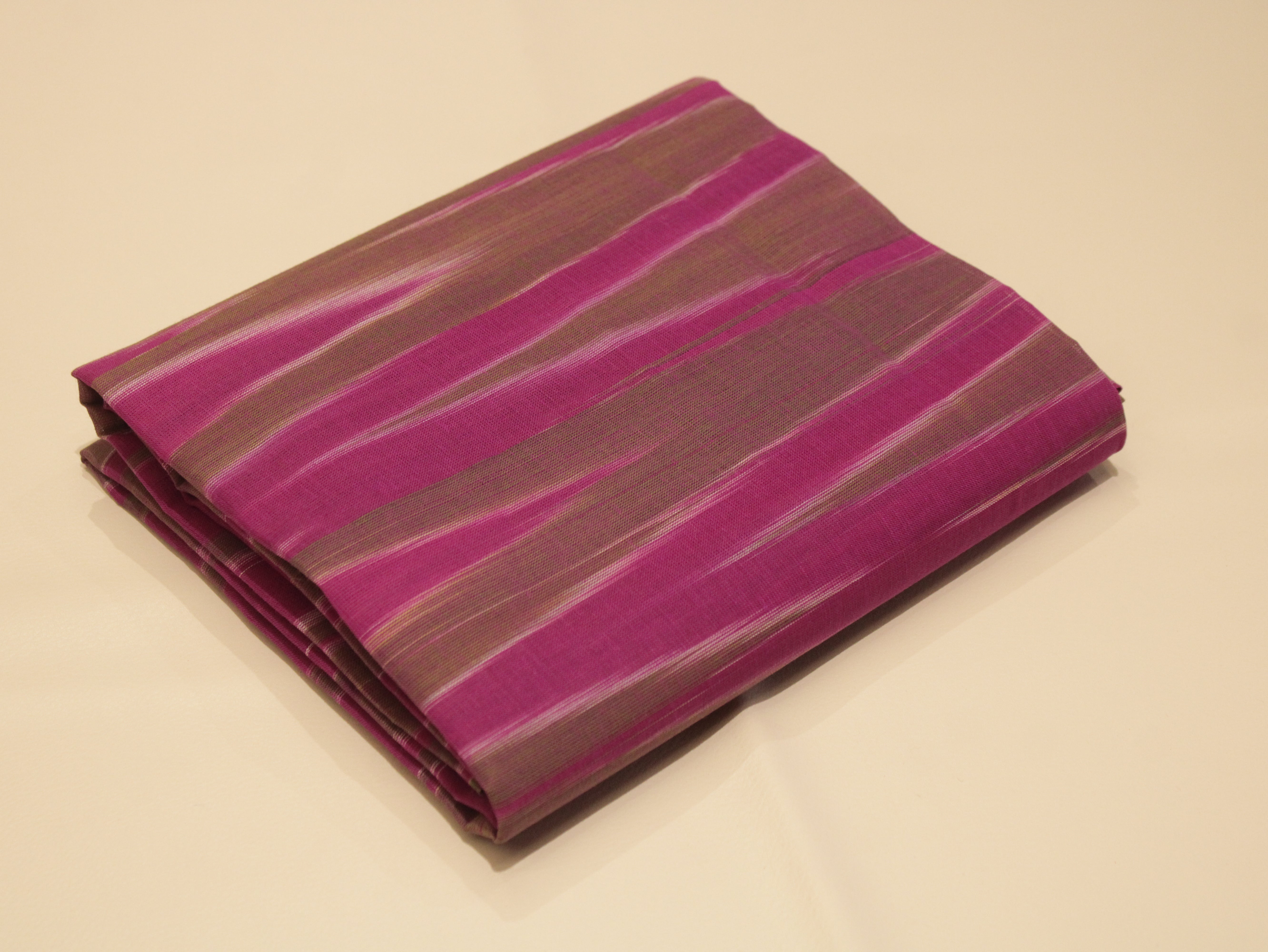 Mfoks : Handloom Pure Cotton Woven Fabric - Pinkish Onion