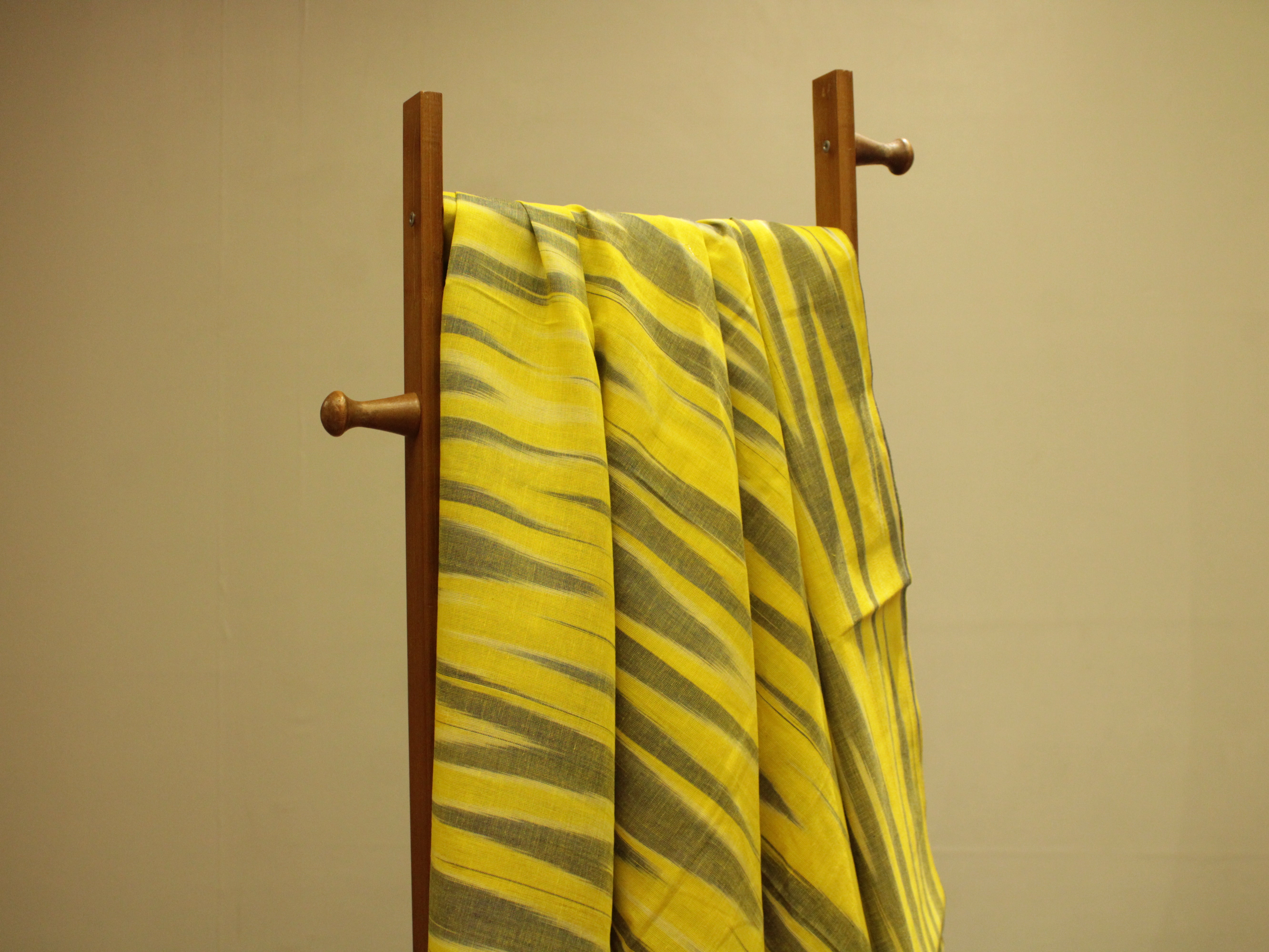 Mfoks : Handloom Pure Cotton Woven Fabric - Lemon Yellow