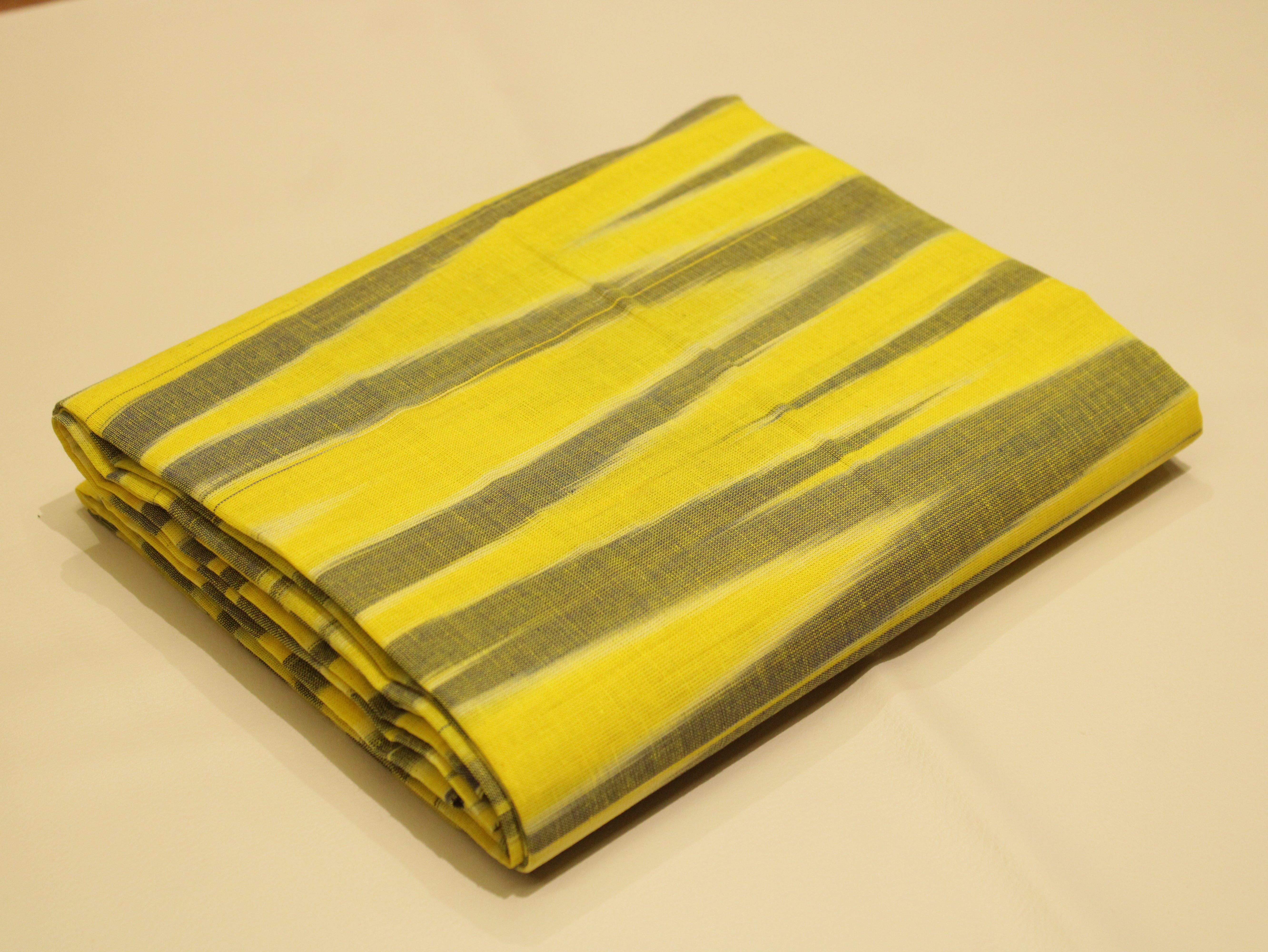 Mfoks : Handloom Pure Cotton Woven Fabric - Lemon Yellow