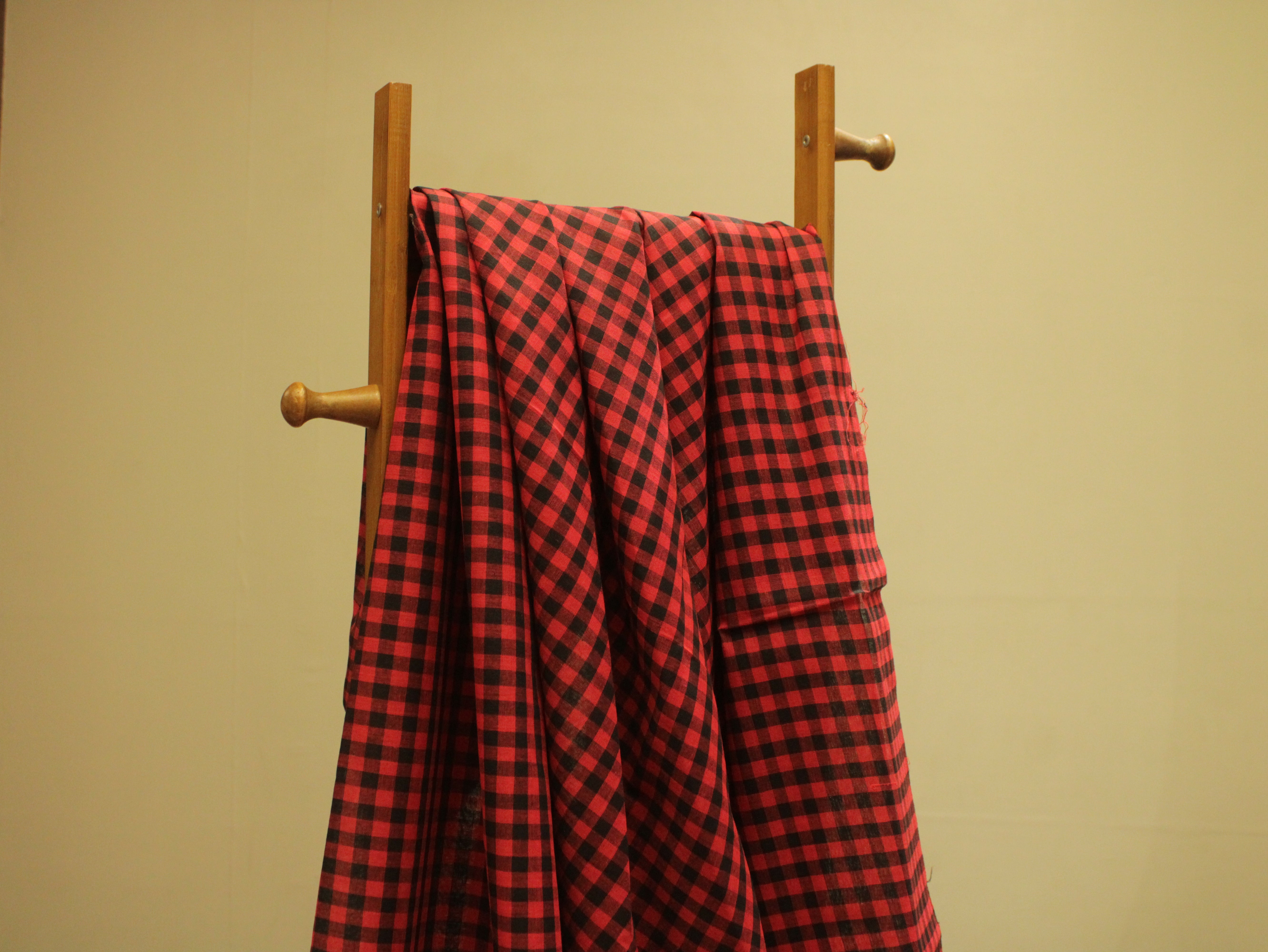 Checked Handloom Pure Cotton Woven Fabric