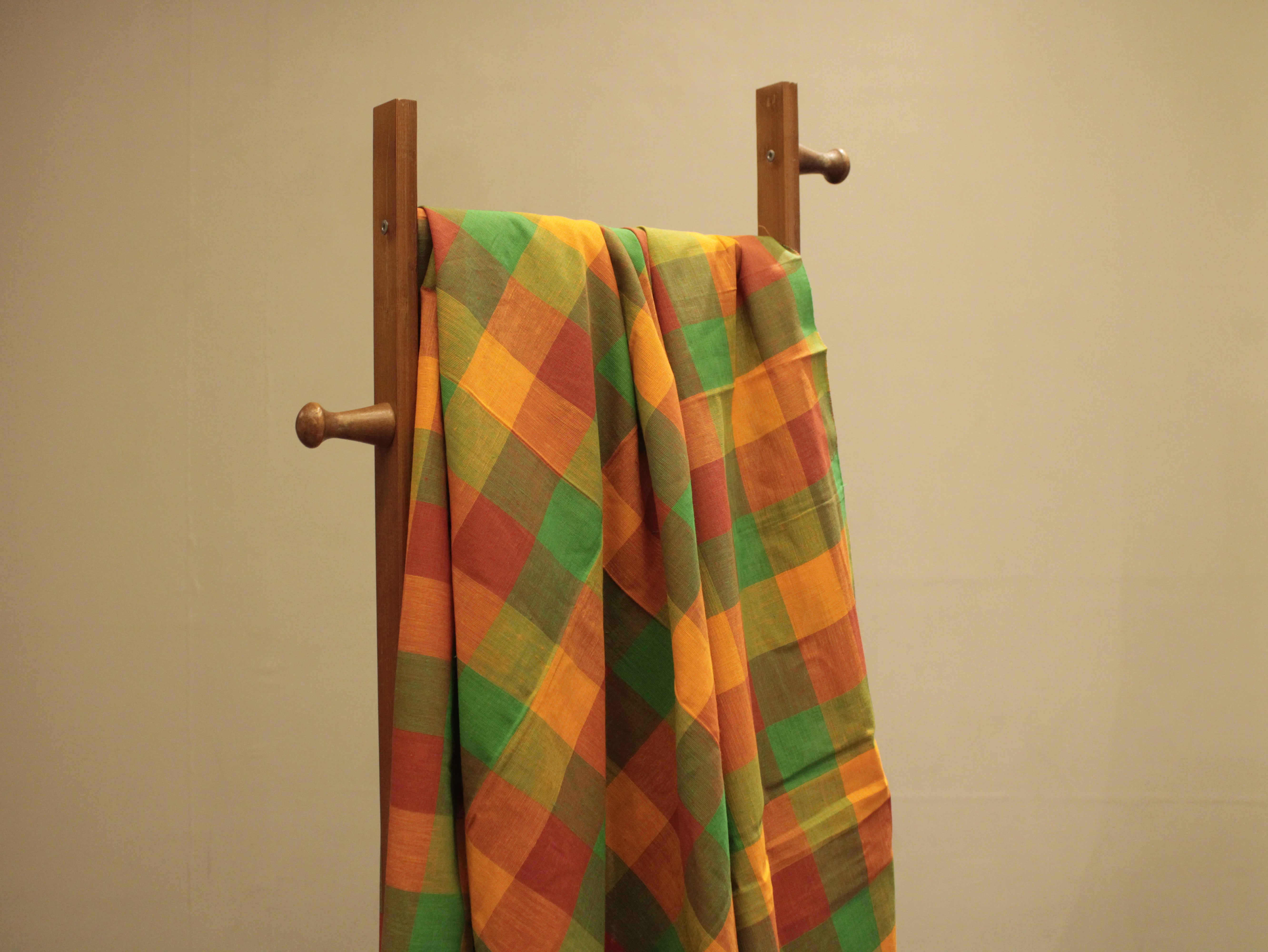 Multi Checked Handloom Pure Cotton Woven Fabric