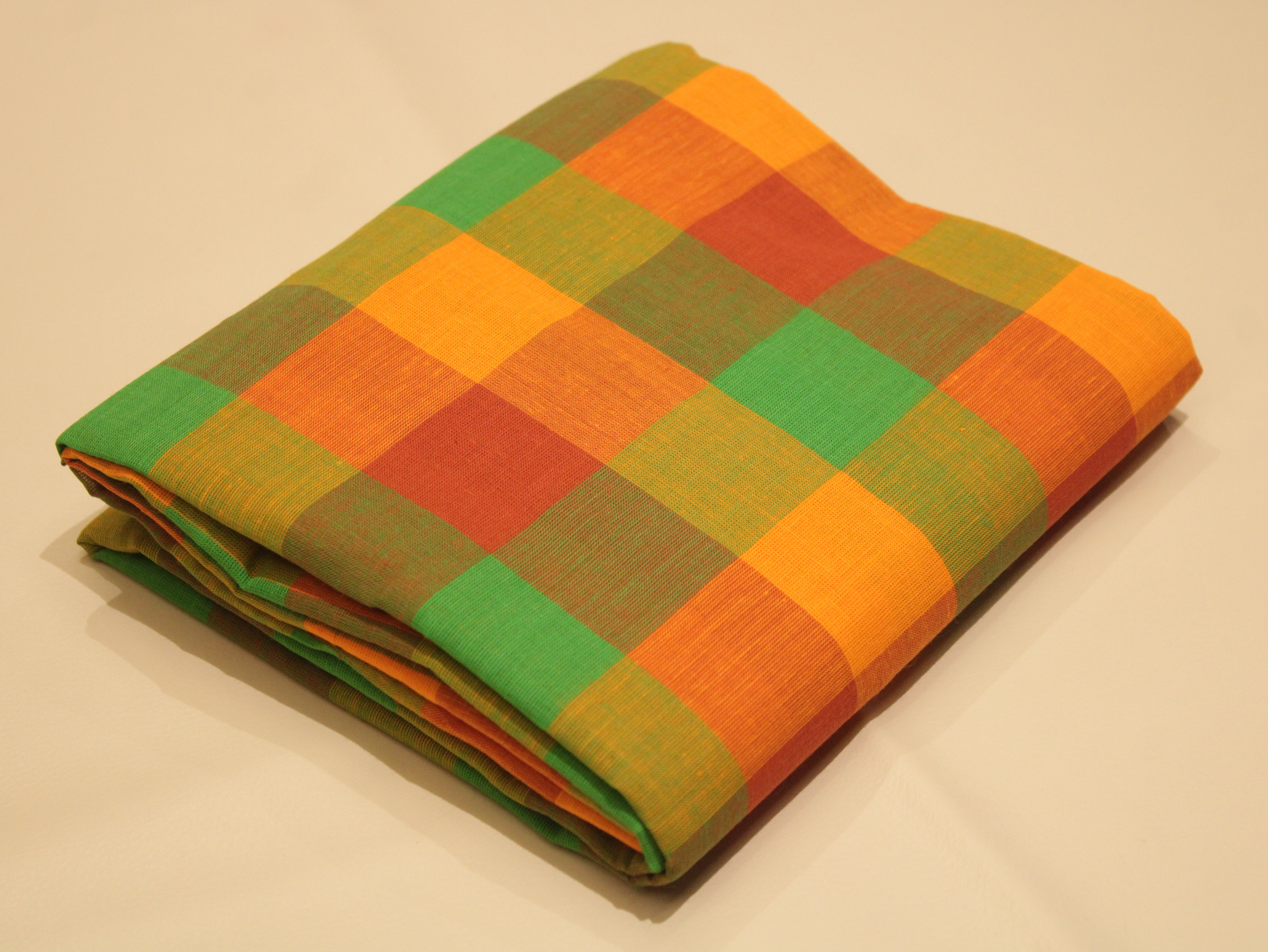 Multi Checked Handloom Pure Cotton Woven Fabric