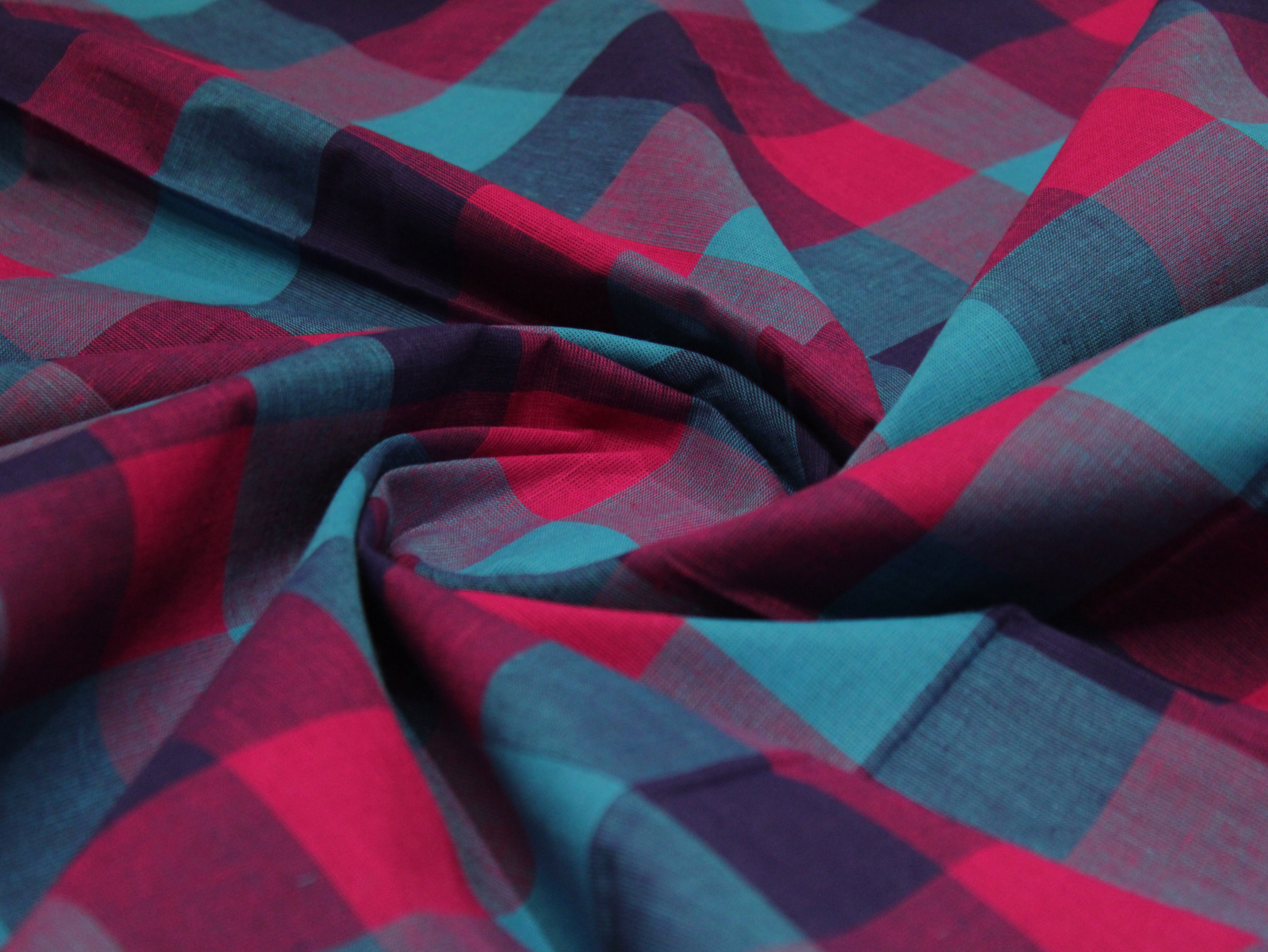 Multi Checked Handloom Pure Cotton Woven Fabric