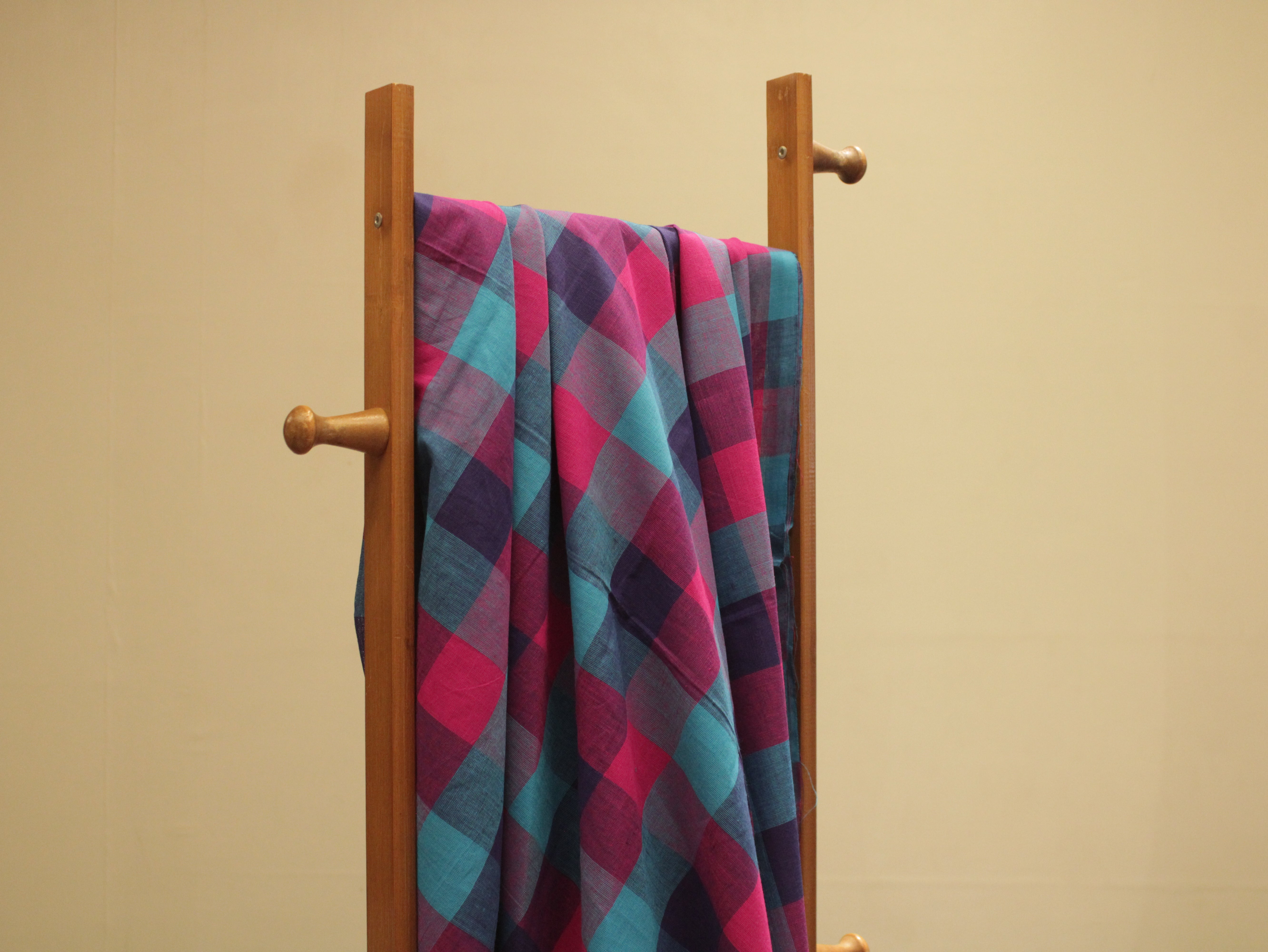 Multi Checked Handloom Pure Cotton Woven Fabric