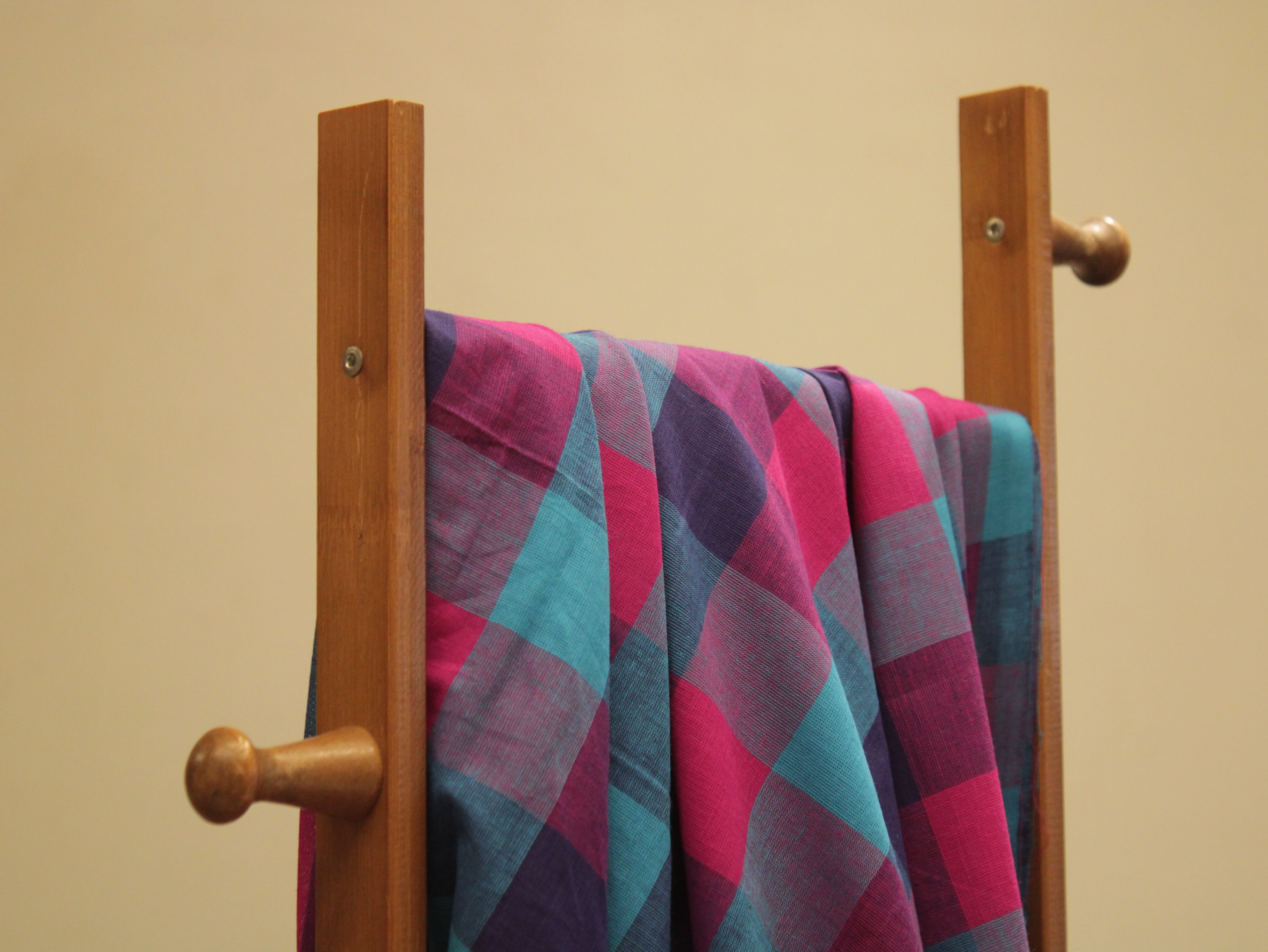 Multi Checked Handloom Pure Cotton Woven Fabric