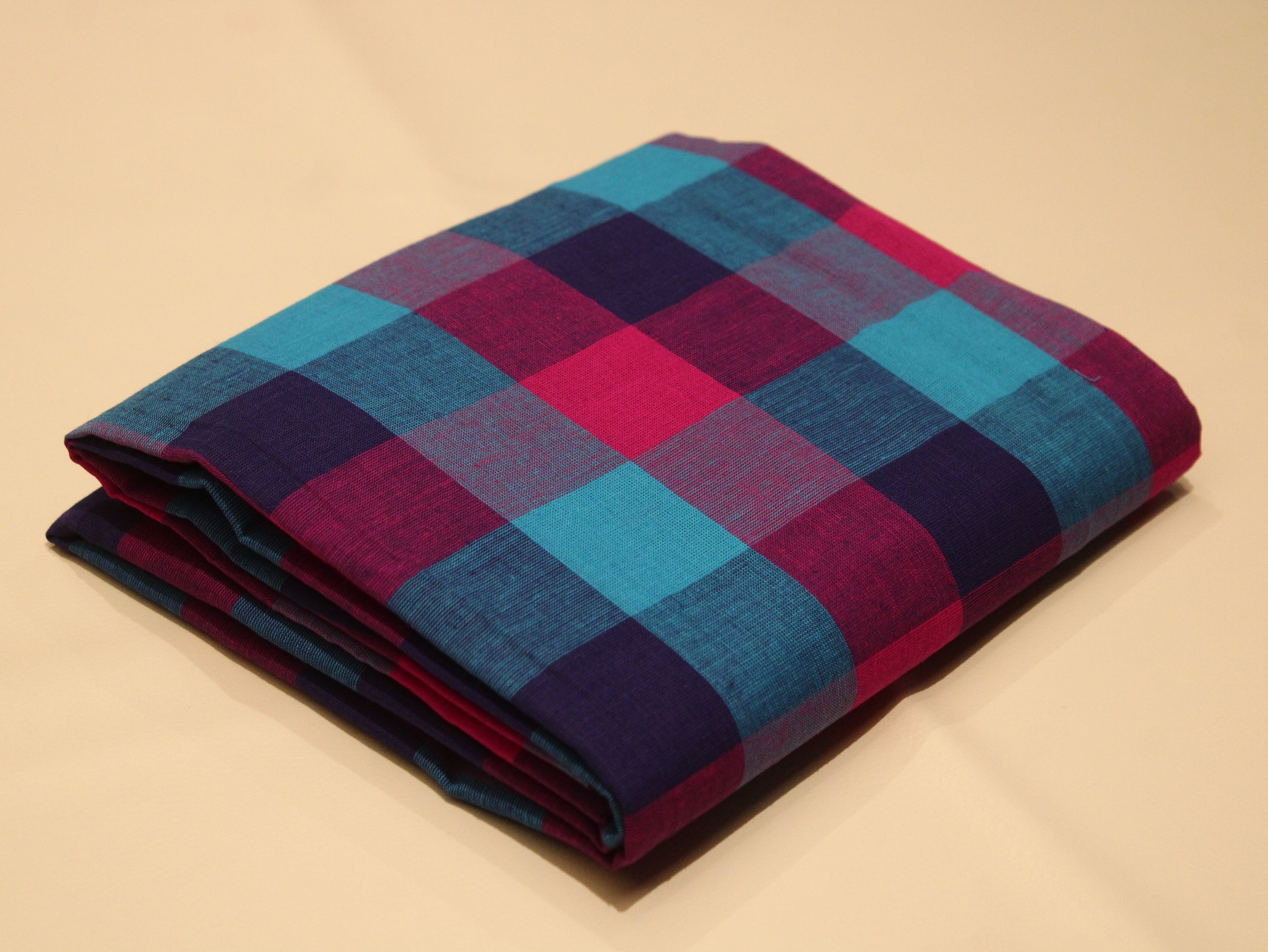 Multi Checked Handloom Pure Cotton Woven Fabric