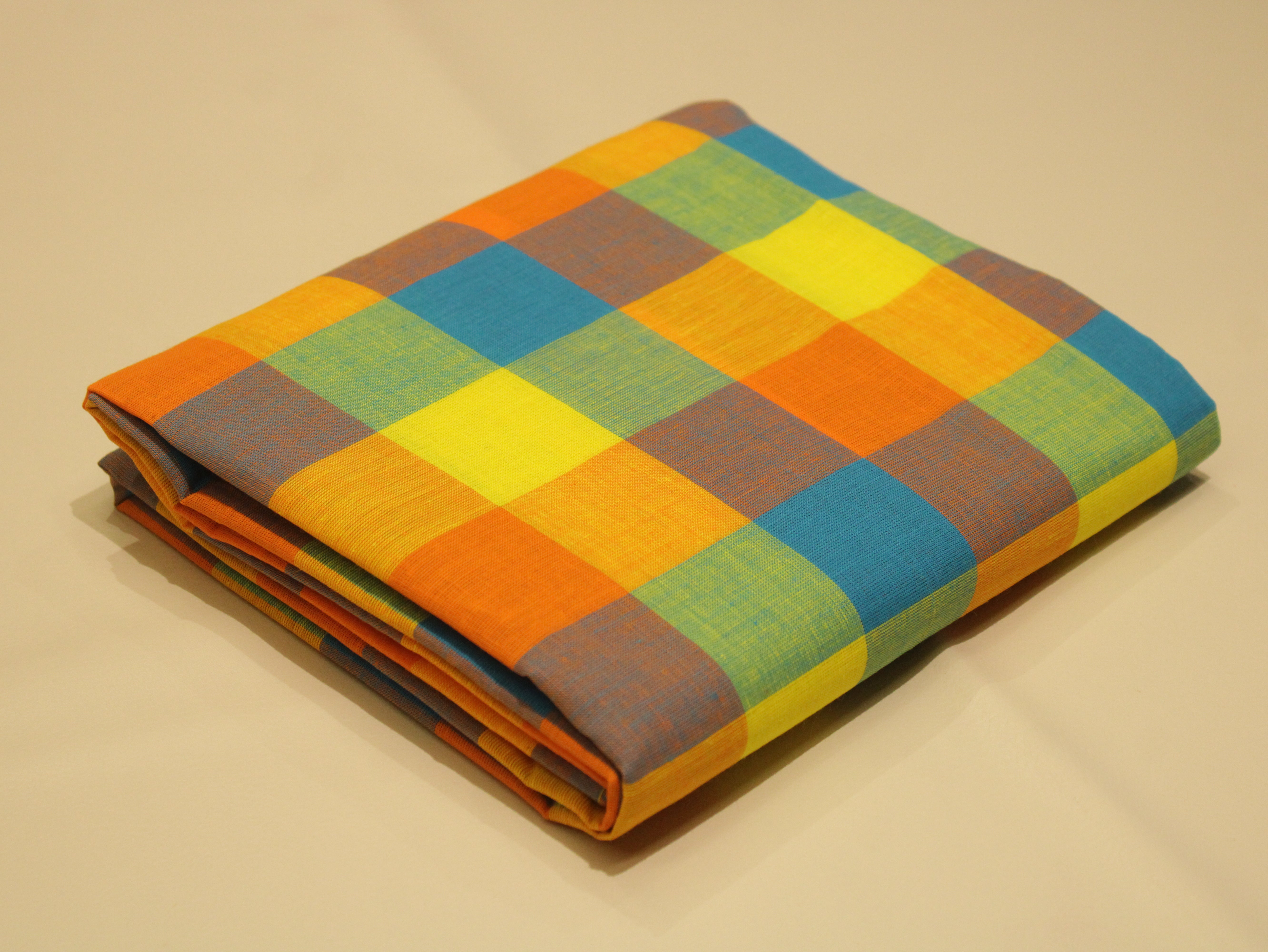 Multi Checked Handloom Pure Cotton Woven Fabric