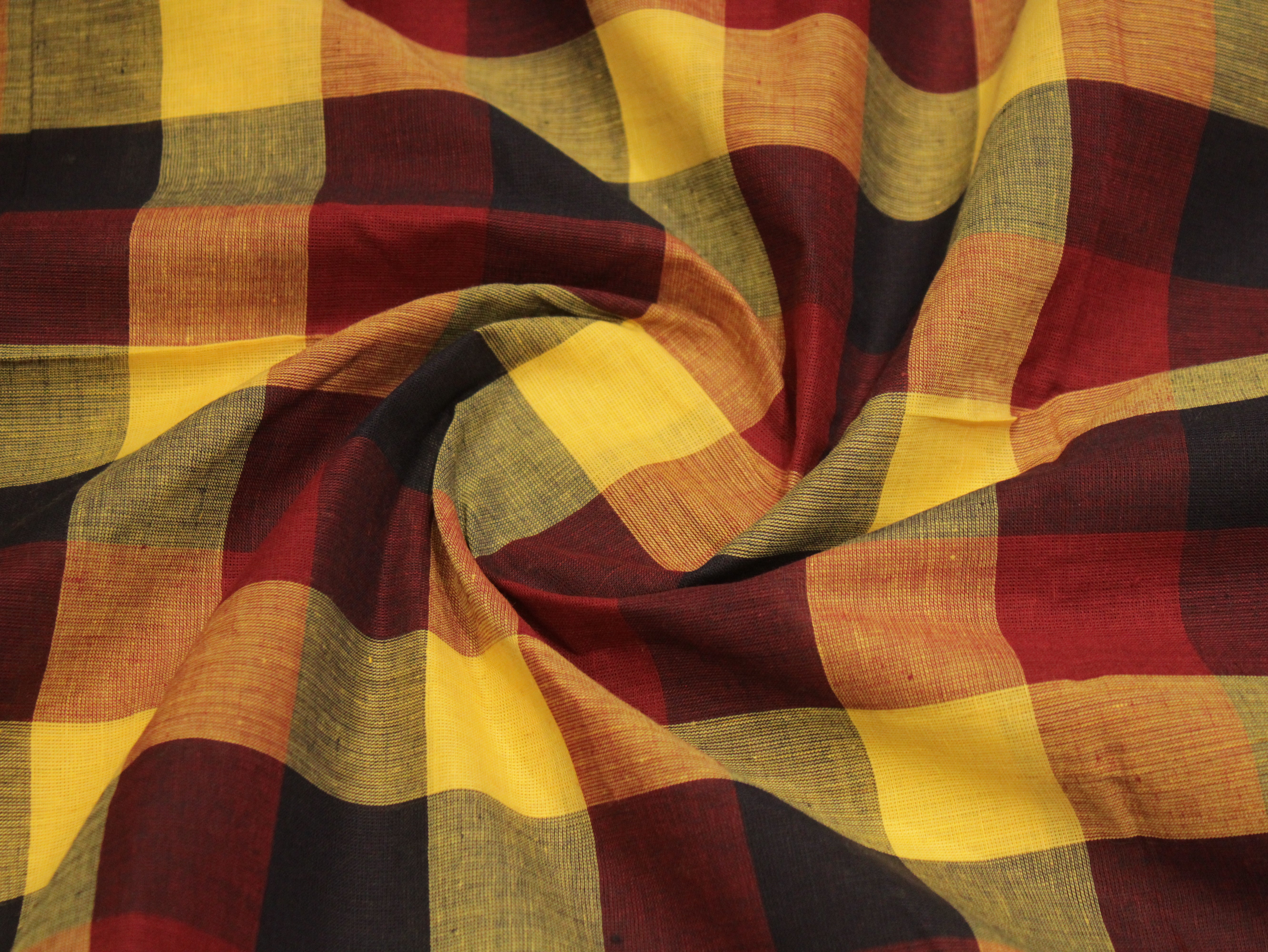 Multi Checked Handloom Pure Cotton Woven Fabric