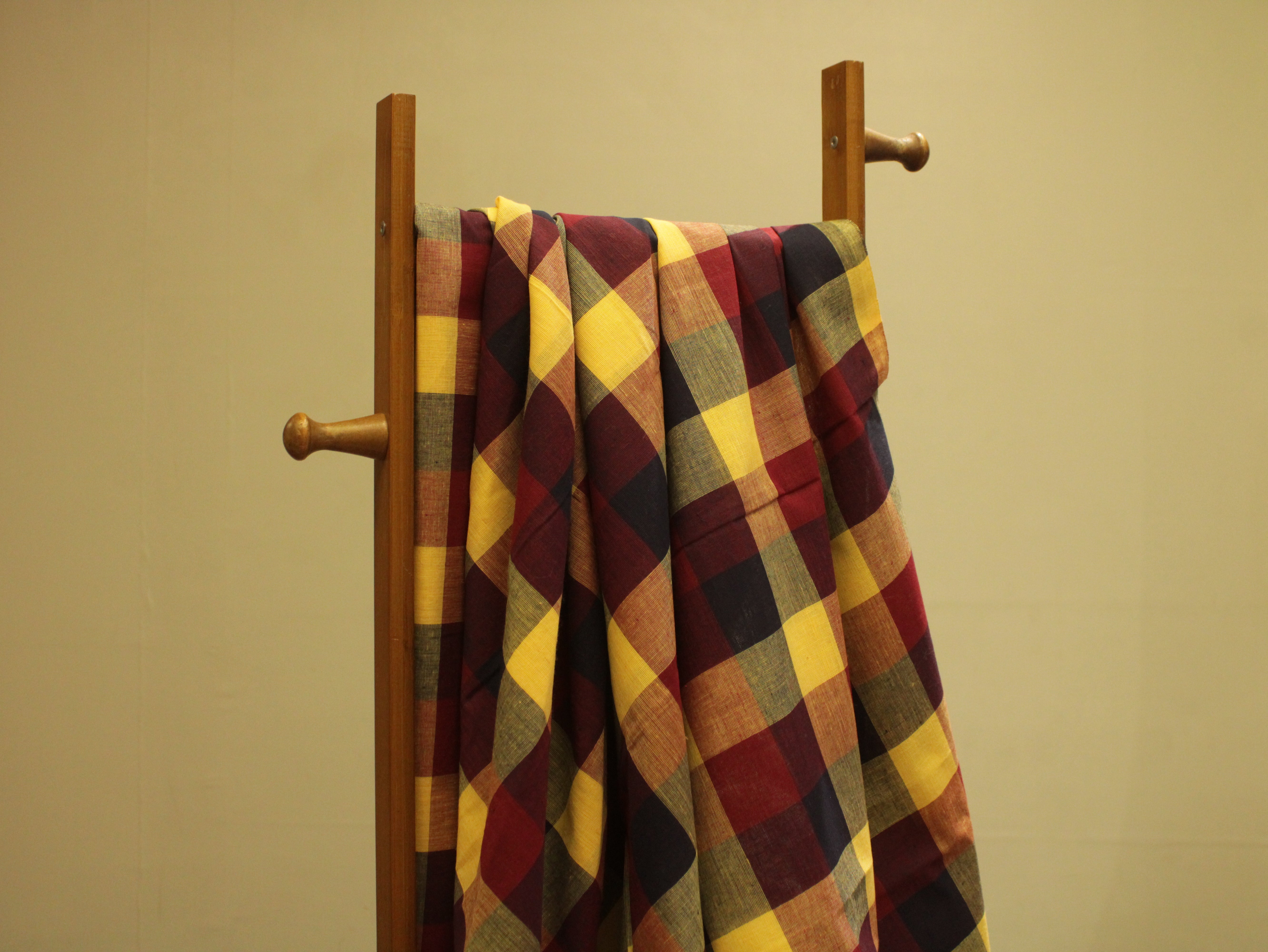 Multi Checked Handloom Pure Cotton Woven Fabric