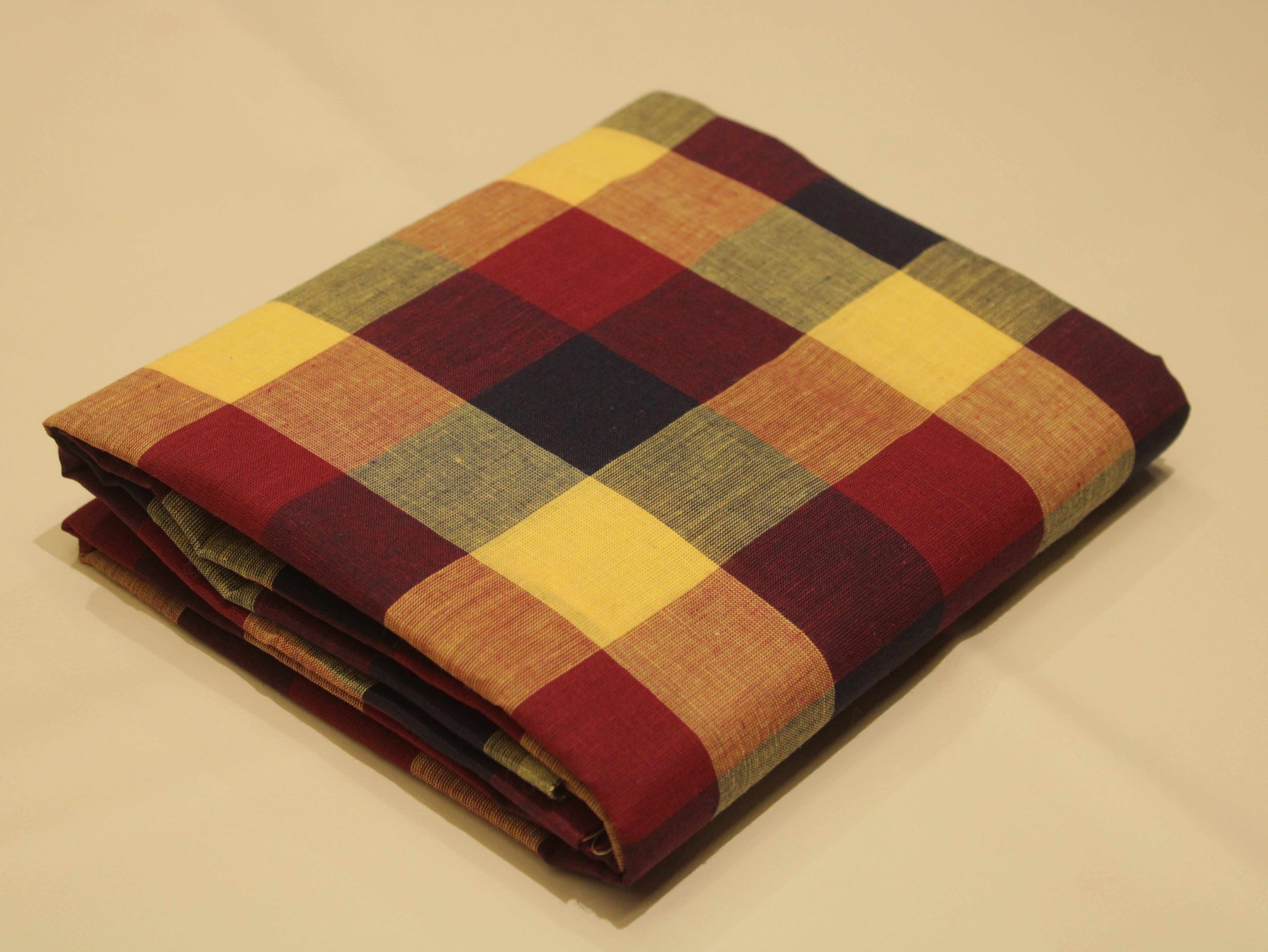 Multi Checked Handloom Pure Cotton Woven Fabric