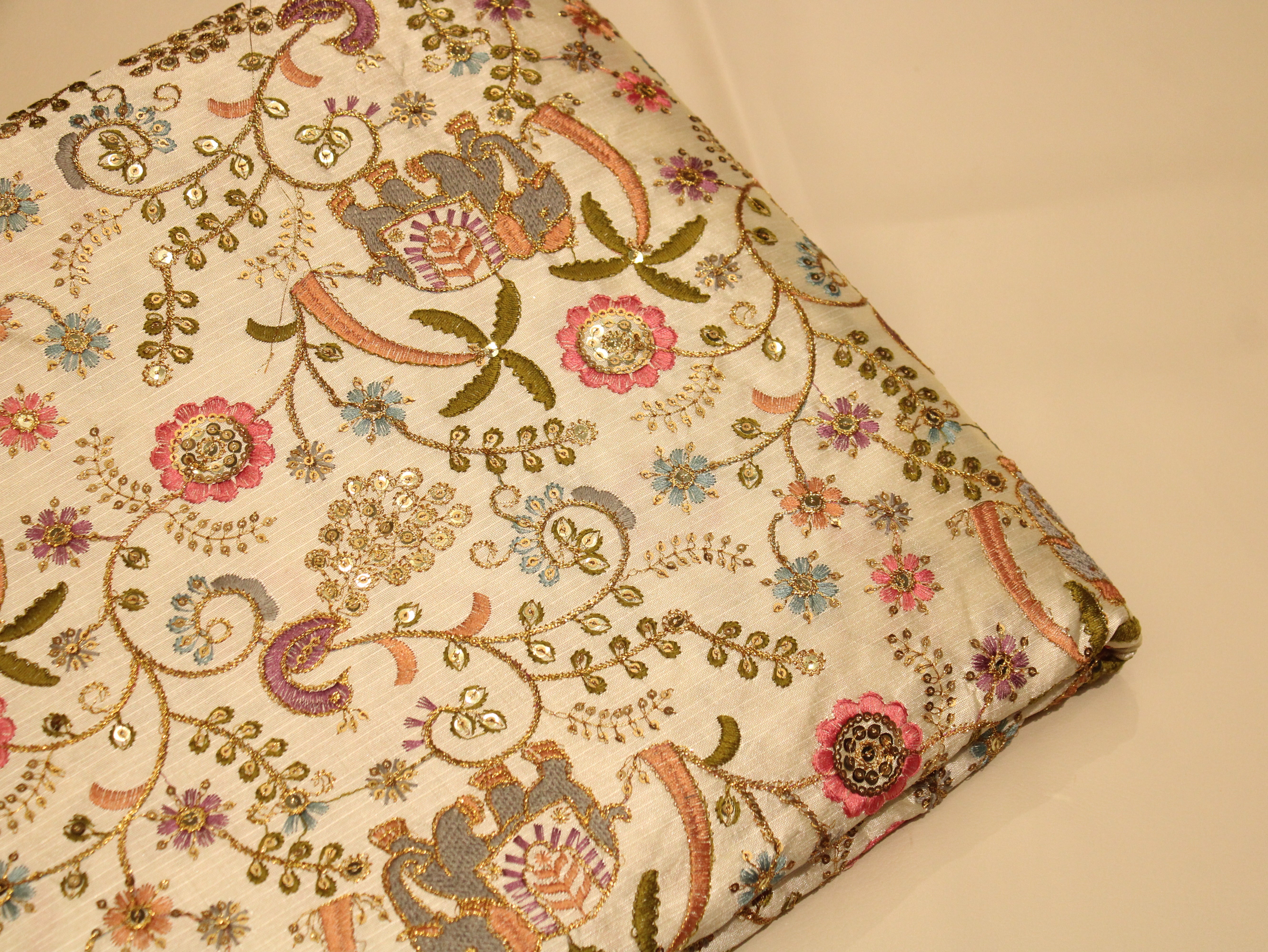 Premium Mulberry Silk Thread Work Fabric