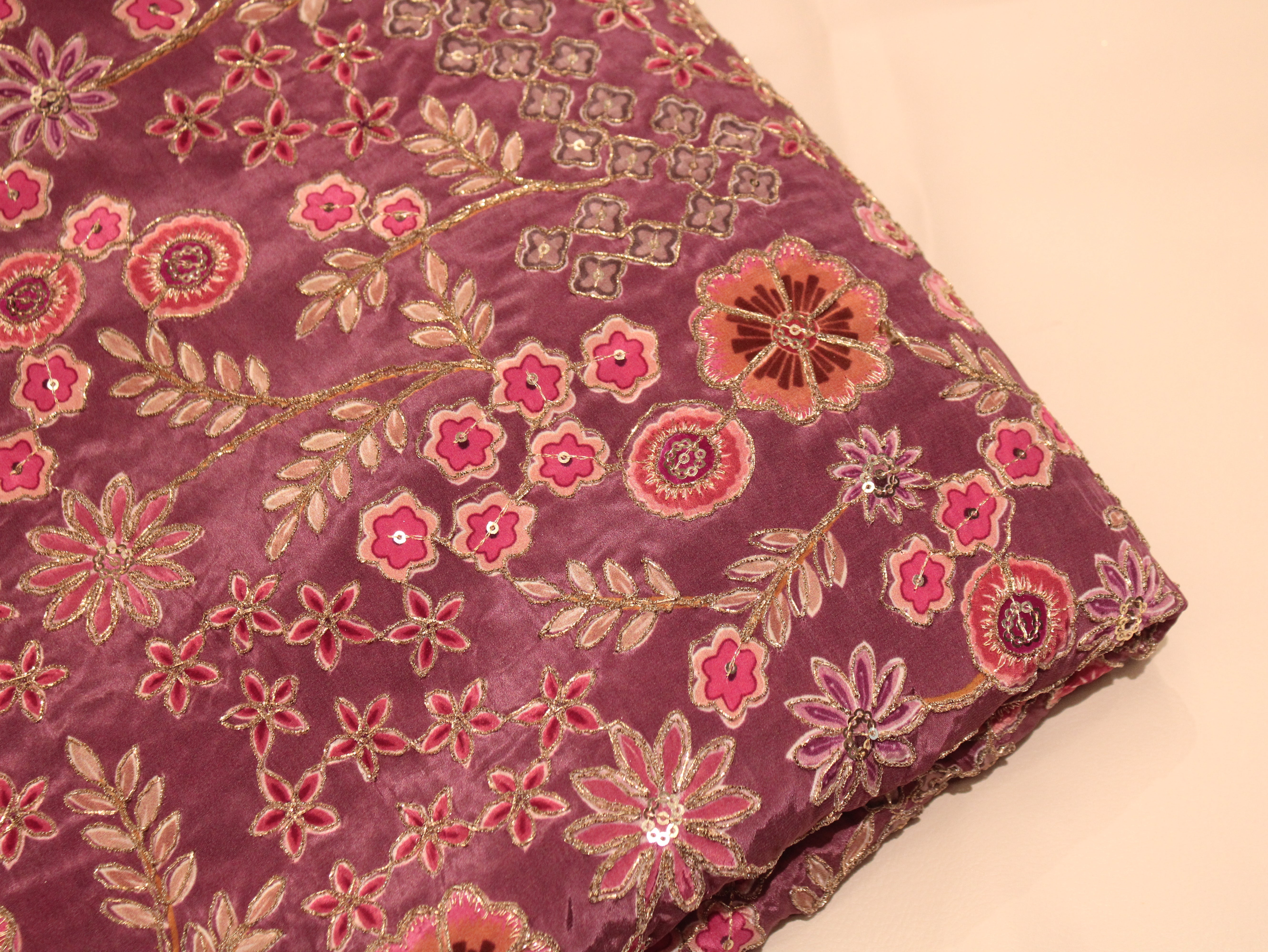 POSH : Premium Coding Work Natural Crepe Fabric