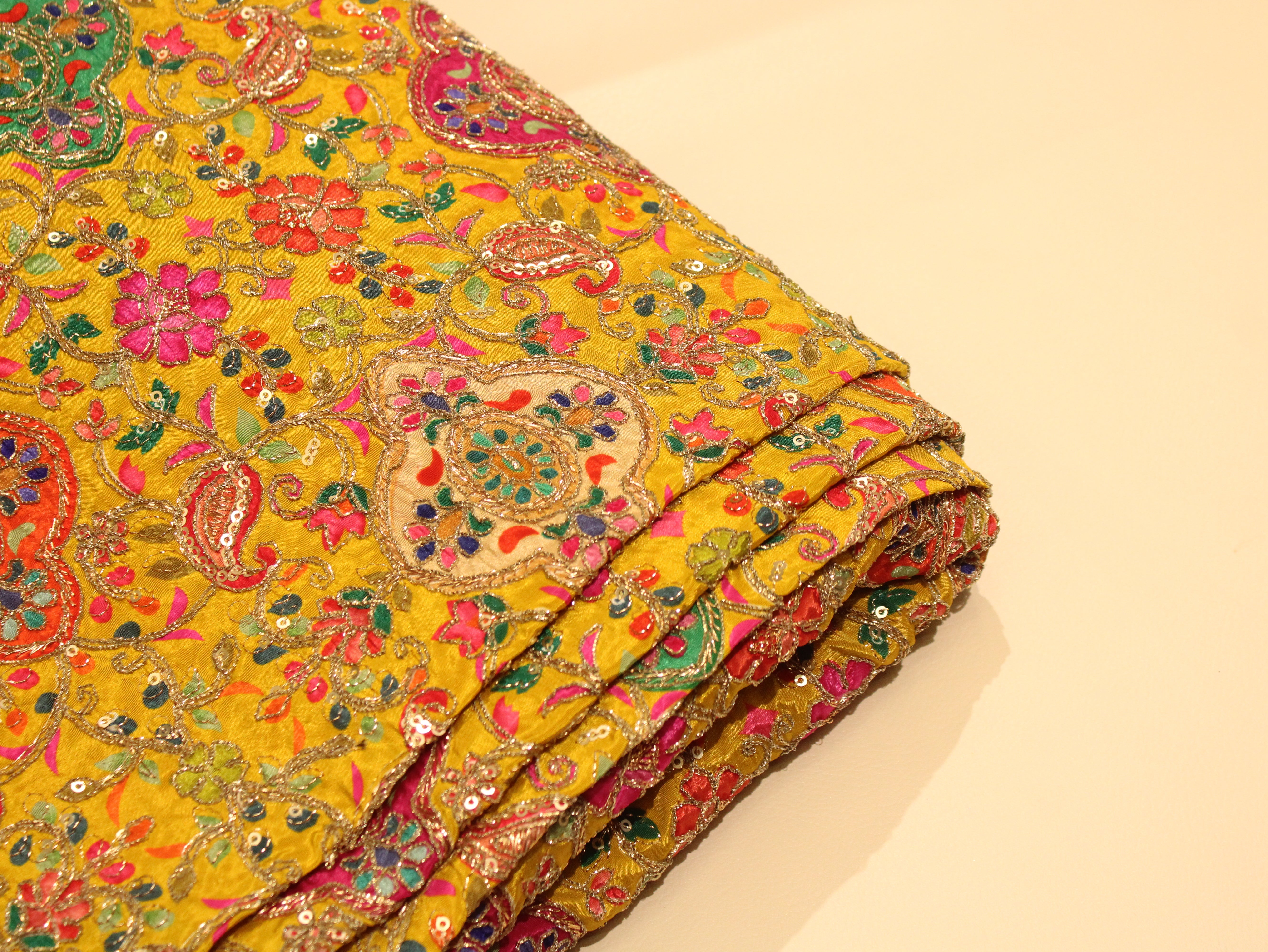 POSH : Premium Coding Work Natural Crepe Fabric