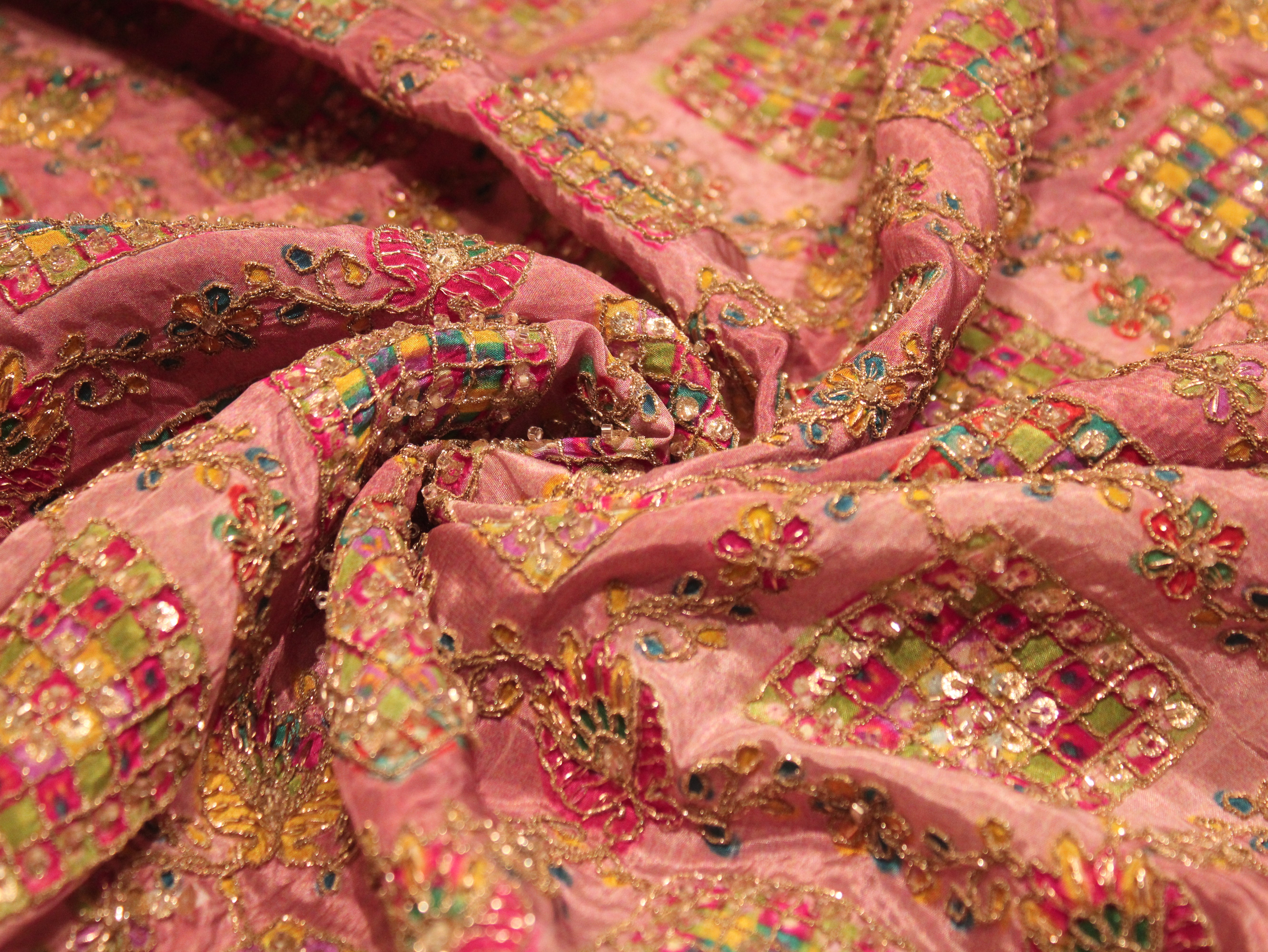 Premium Handcrafted Cut-Dana Work Crepe Fabric – Coding & Position Embellished