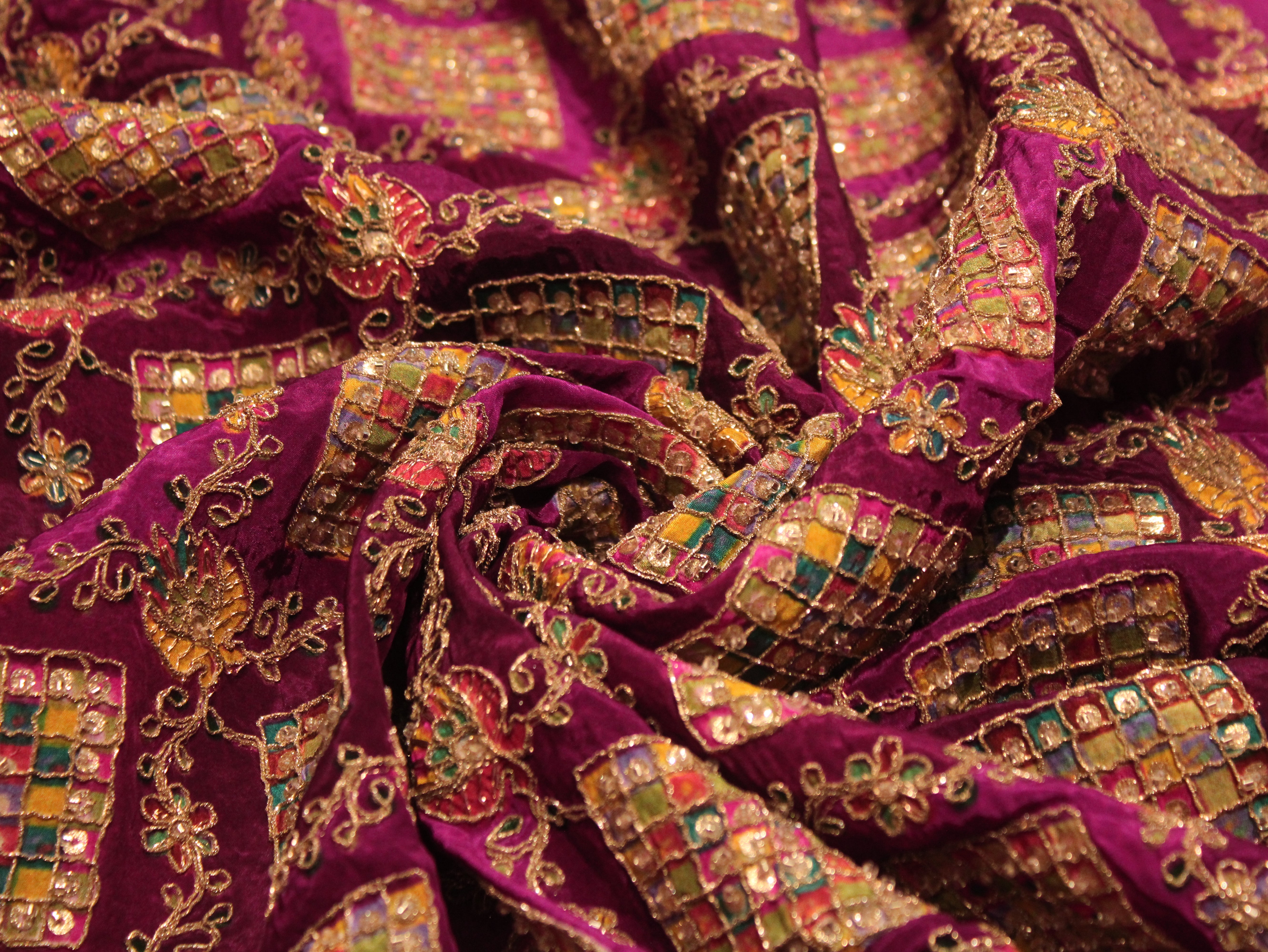 Premium Handcrafted Cut-Dana Work Crepe Fabric – Coding & Position Embellished