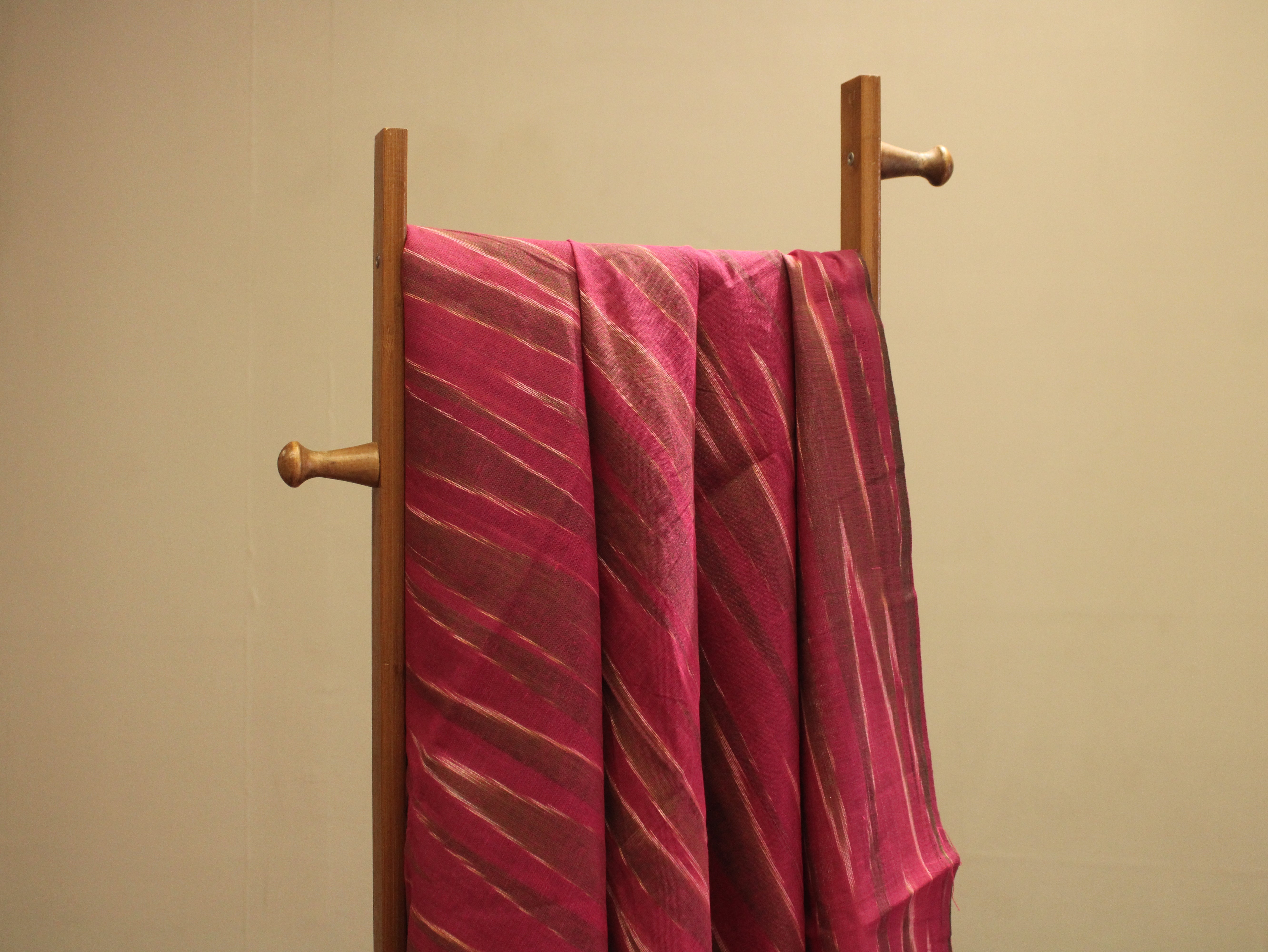Mfoks : Handloom Pure Cotton Woven Fabric - Dark Rani